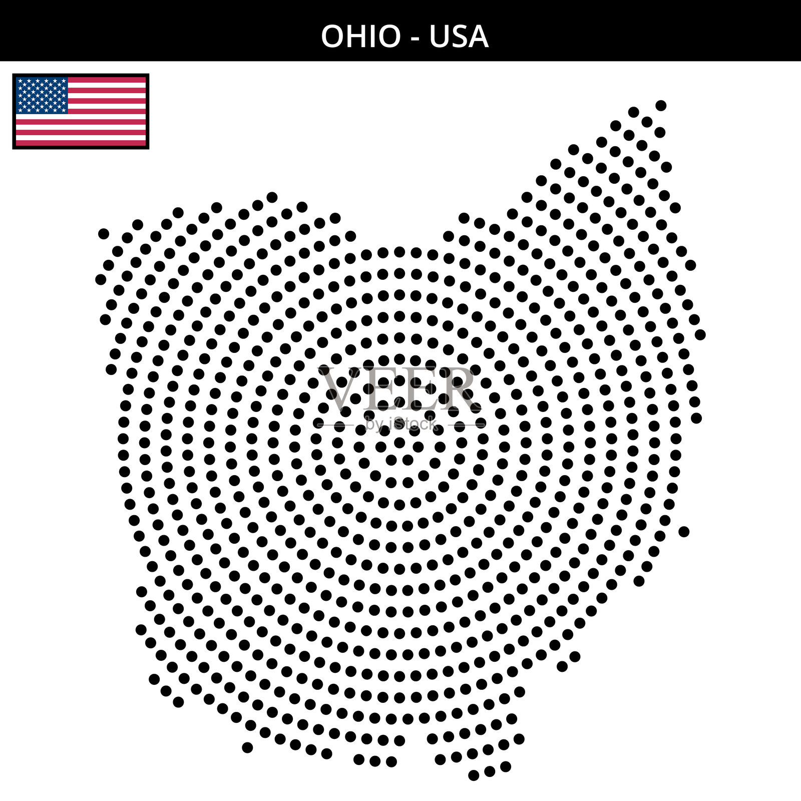 美国俄亥俄州的大圆点地图插画图片素材