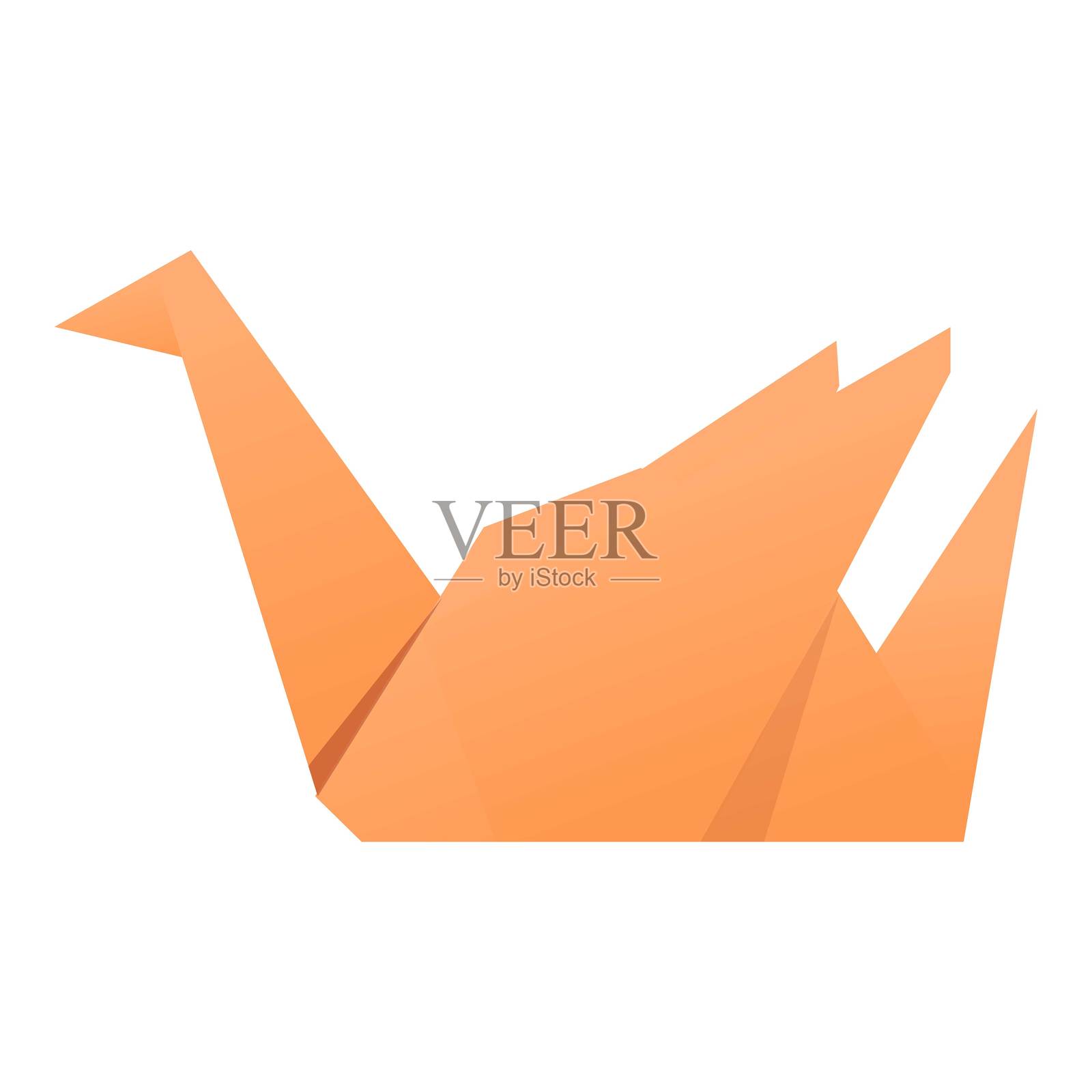 折纸湖天鹅图标卡通矢量。纸鸟插画图片素材