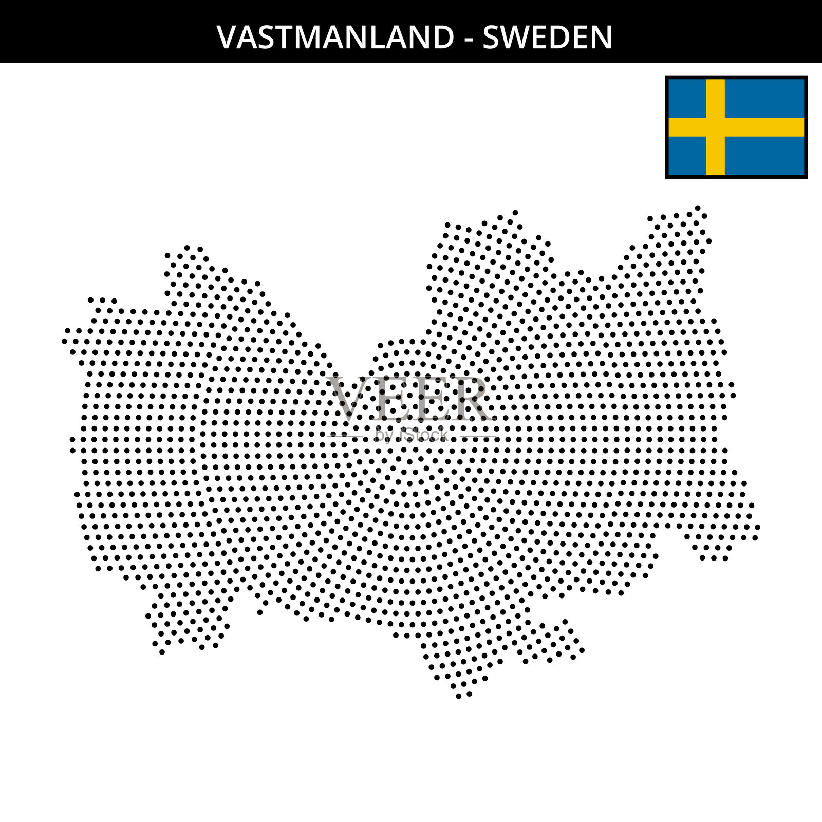 瑞典瓦斯特曼兰的大圆点状地图插画图片素材