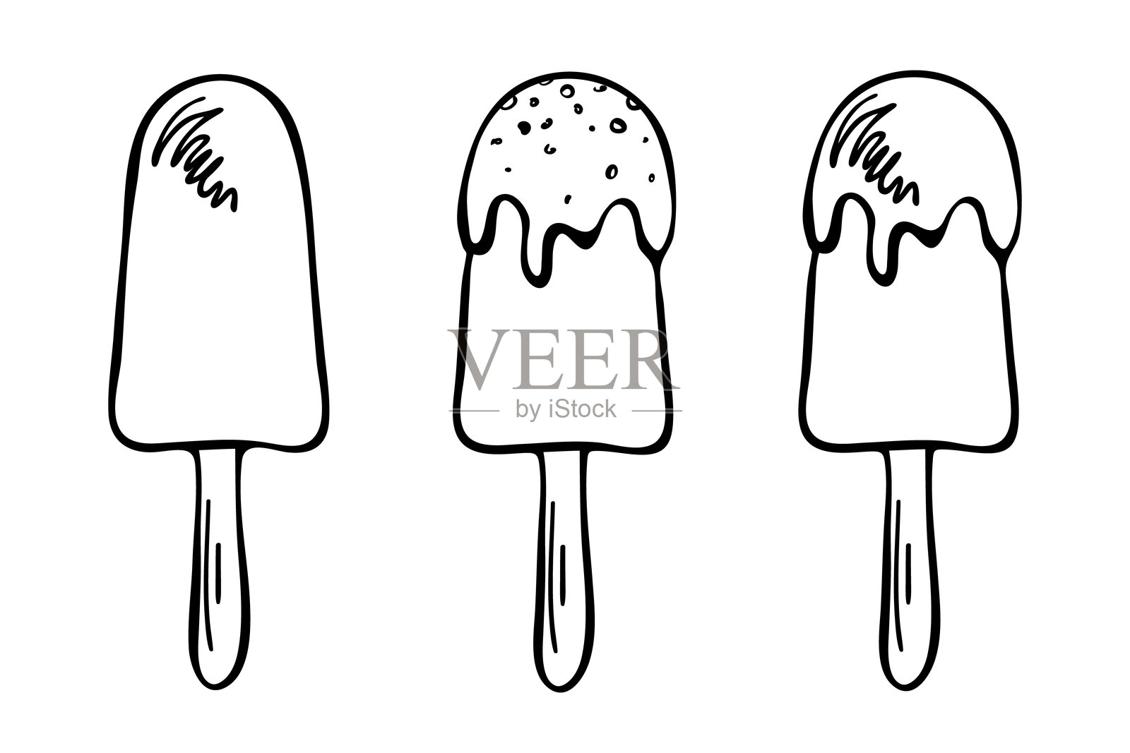 手绘线条涂鸦的冰棍冰淇淋插画图片素材