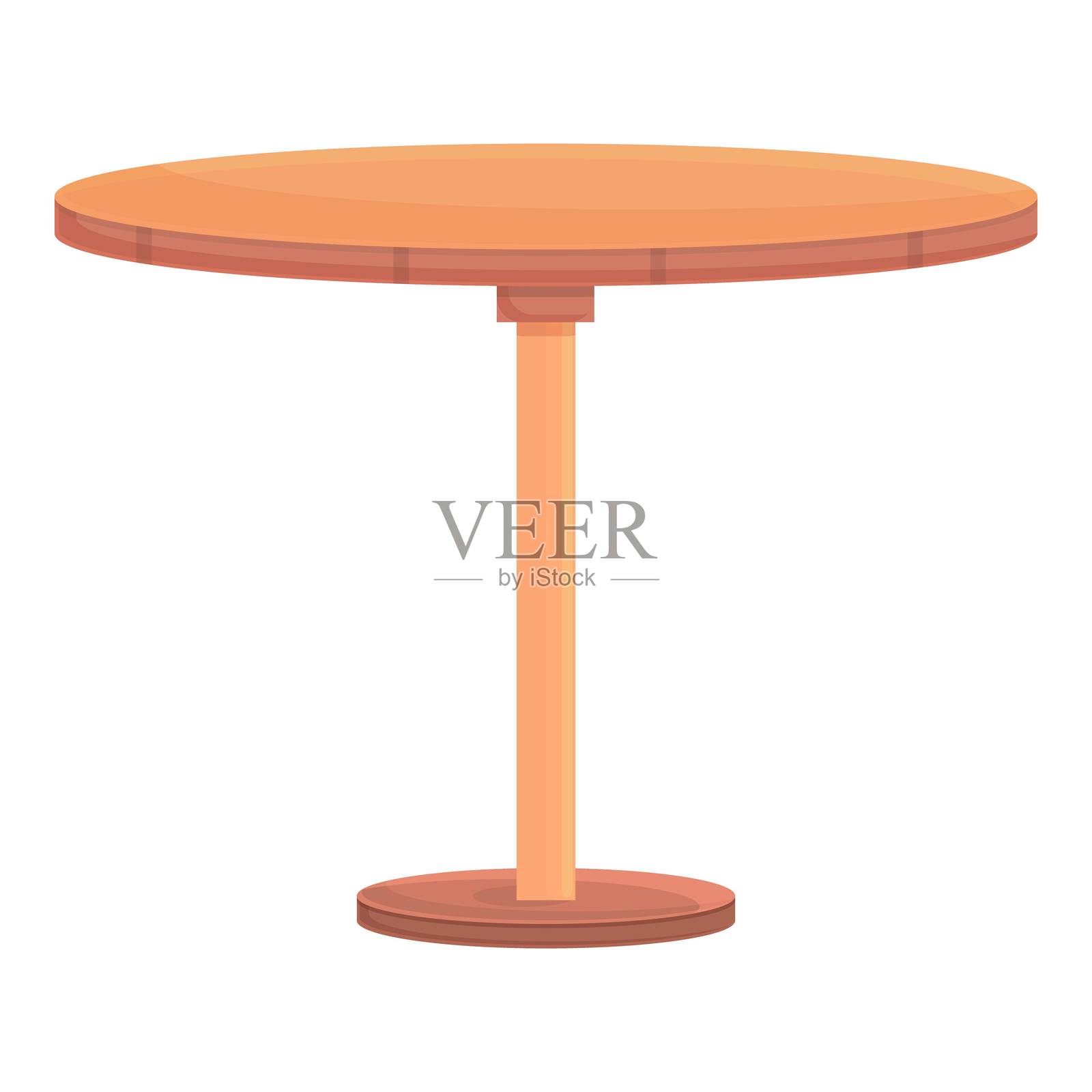 圆形木桌图标卡通矢量。木质餐桌面插画图片素材