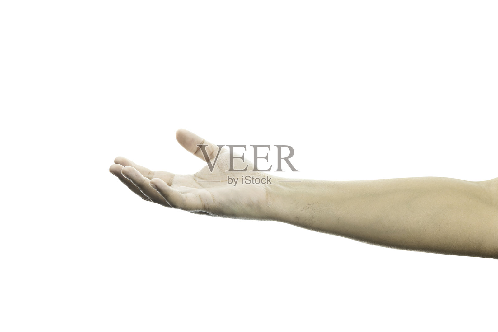 张开的手掌朝上，准备接收、提供或展示。适合表达给予、握持或互动的概念。背景为白色，带有抠图路径。照片摄影图片