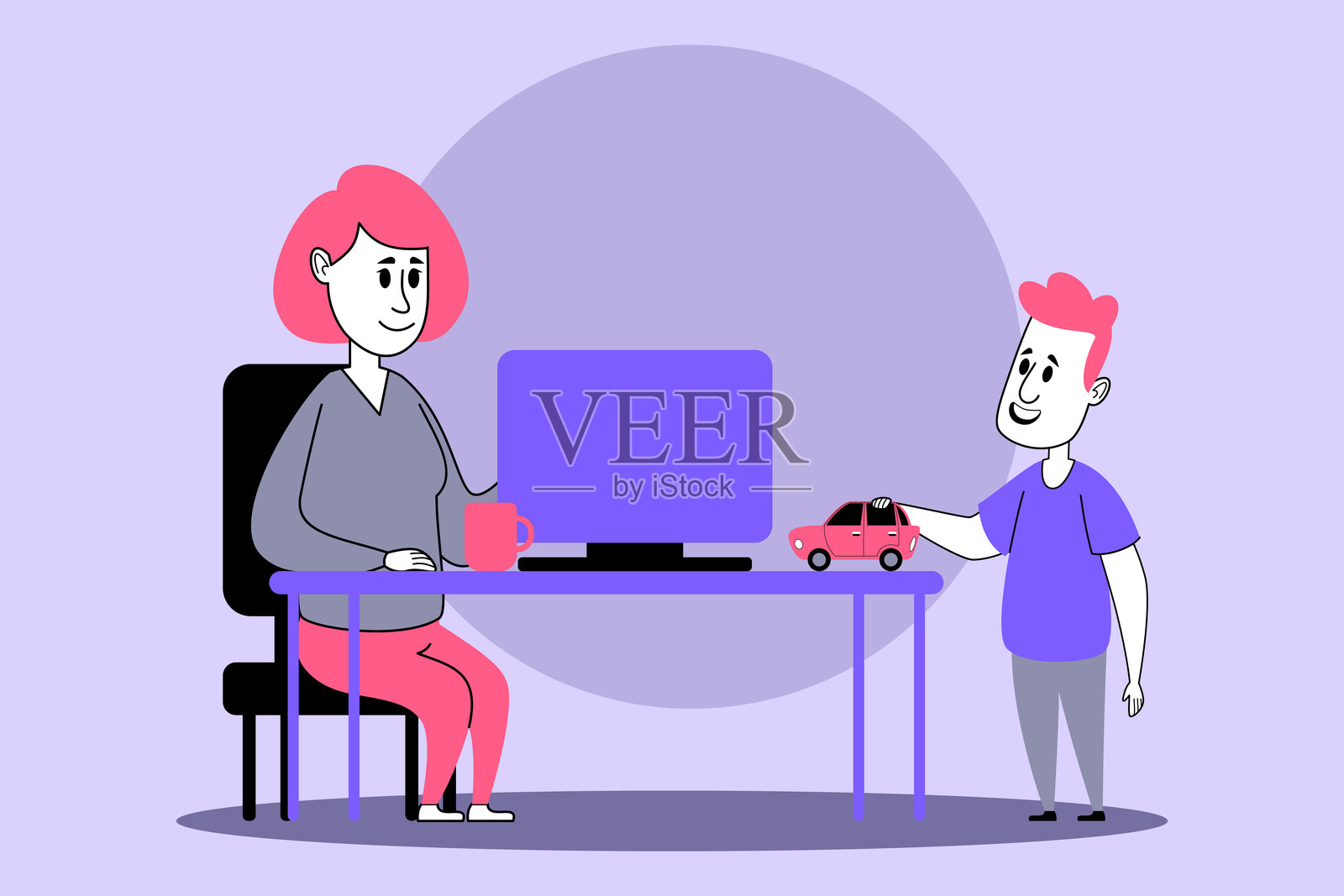 儿童玩具；父母工作插画图片素材