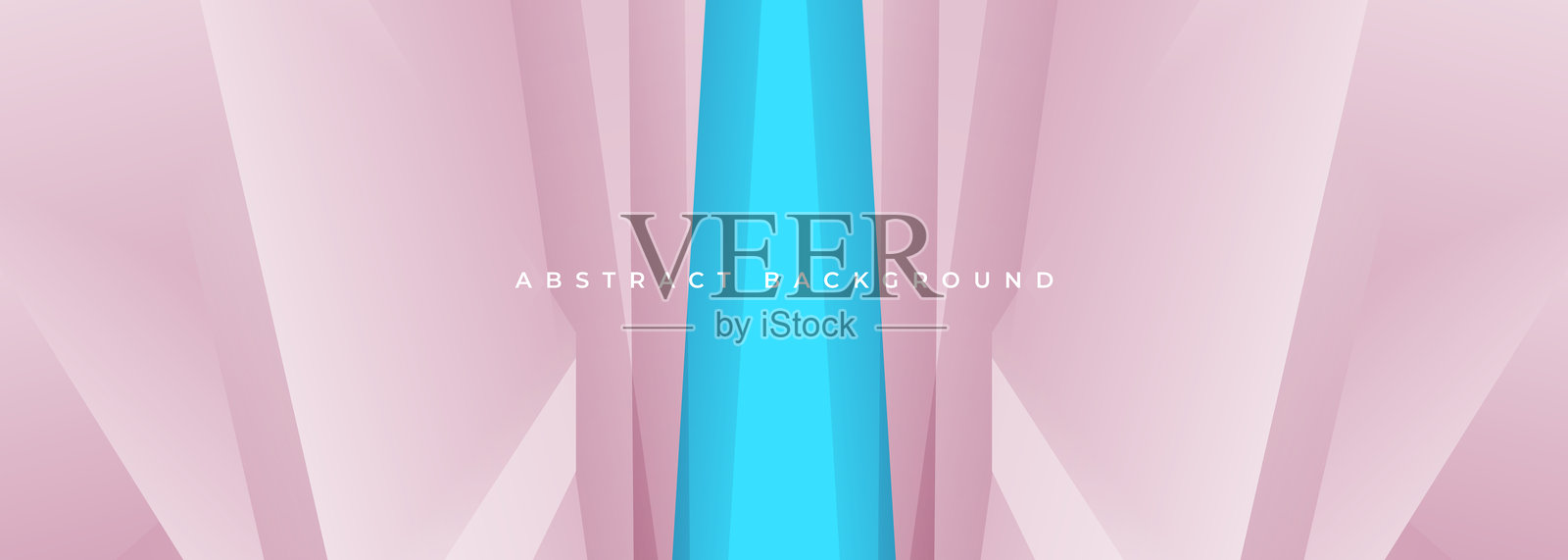 粉色和蓝色的现代抽象宽幅横幅，带有几何形状。柔和色调的3D抽象背景。插画图片素材