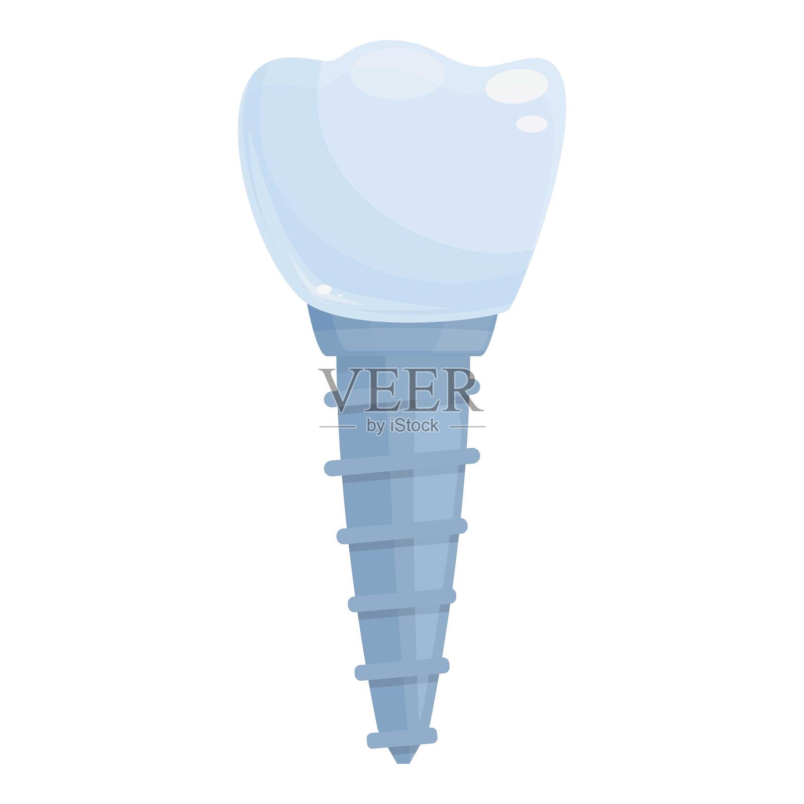 牙科植入螺丝图标卡通矢量。牙冠插画图片素材