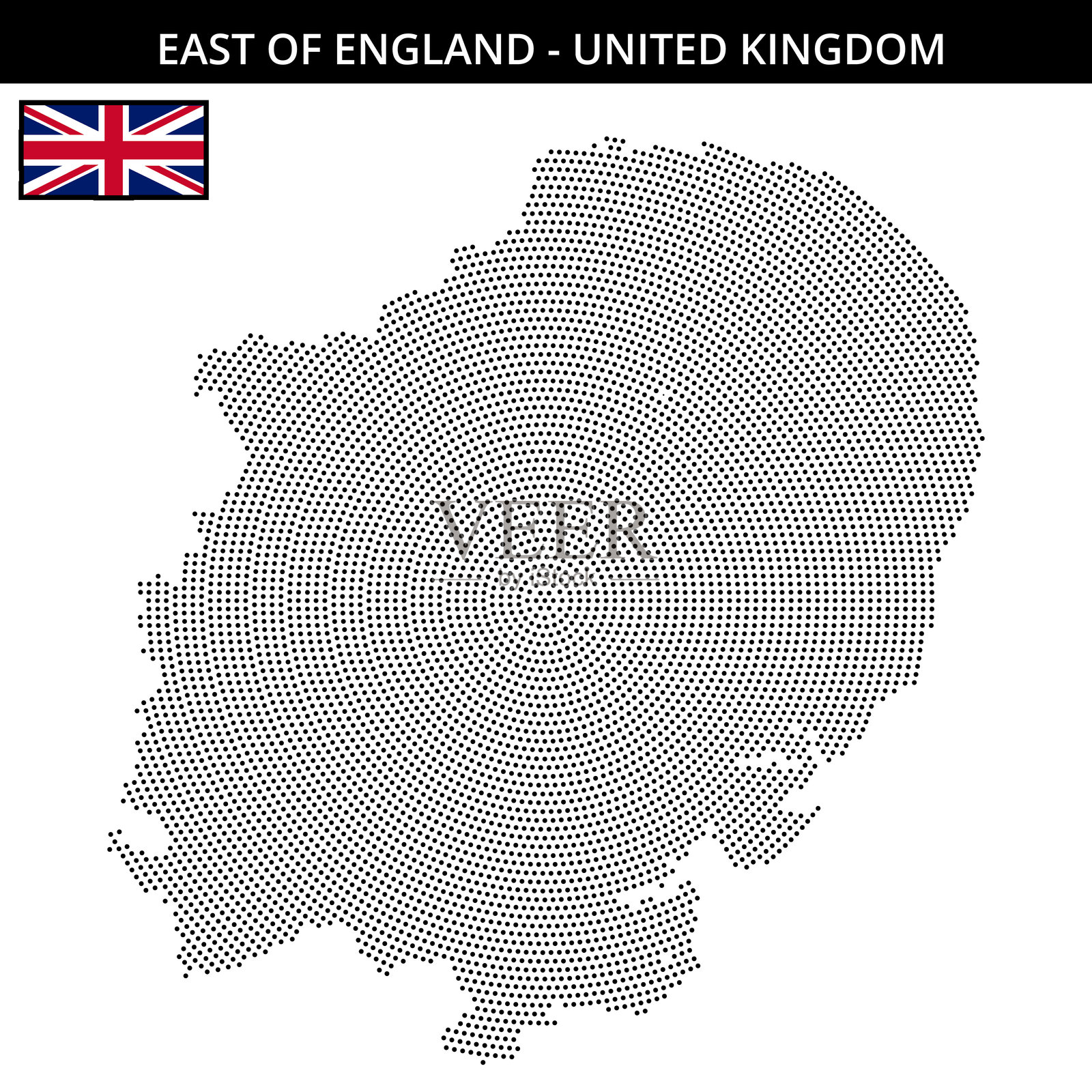 英国东部的小圆点地图插画图片素材
