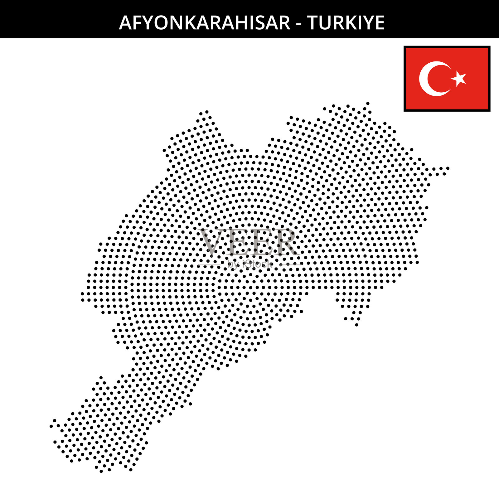 土耳其阿菲永卡拉希萨尔的中等圆形点状地图插画图片素材