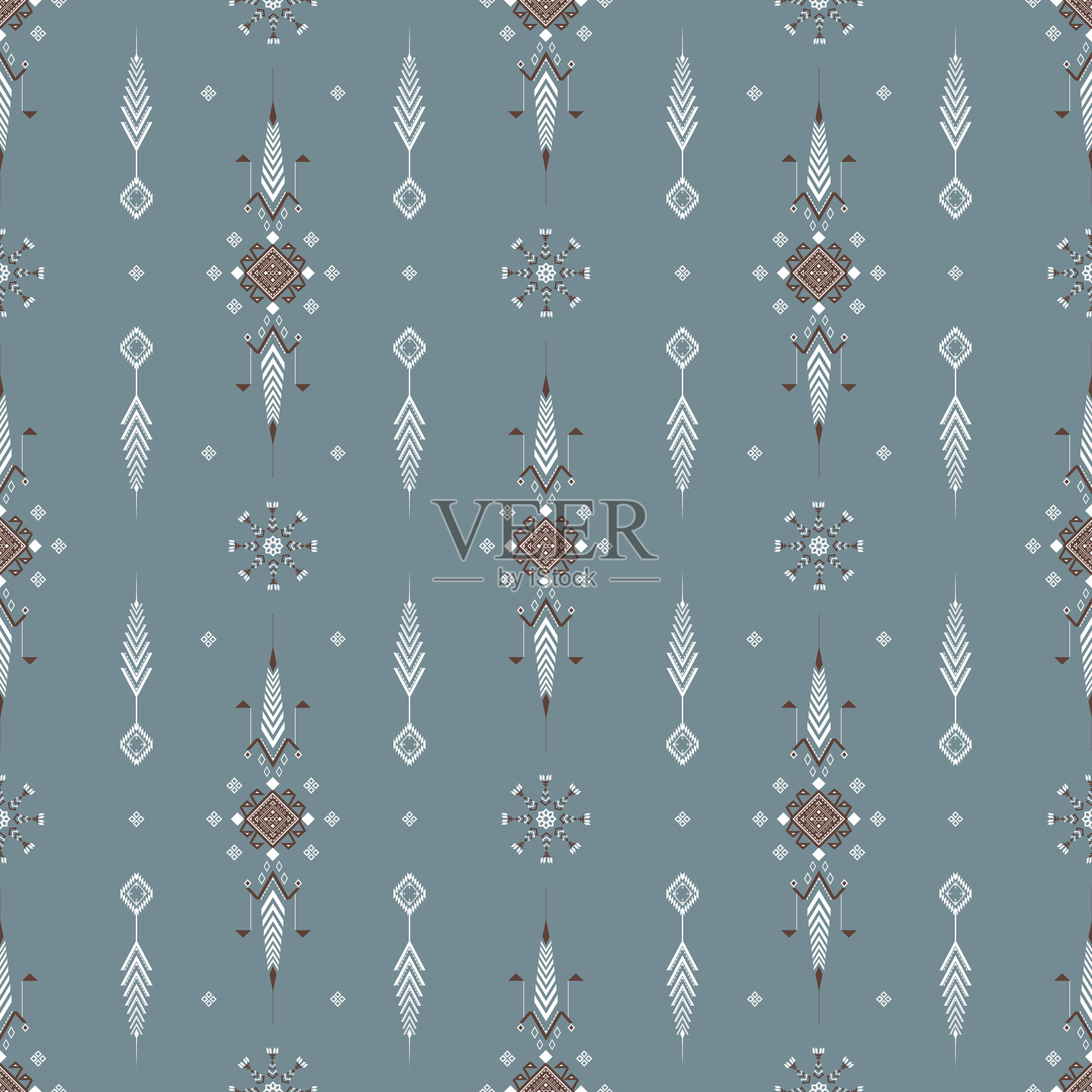 几何民族无缝图案，部落面料，瓷砖，泰丝，矢量，插图设计，东方传统，蓝色背景，壁纸插画图片素材