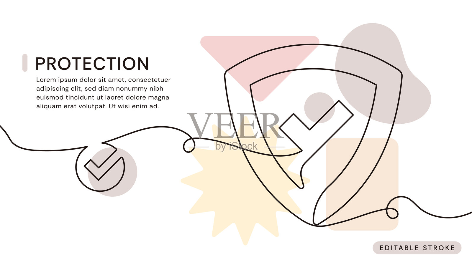 保护连续线图标插画图片素材