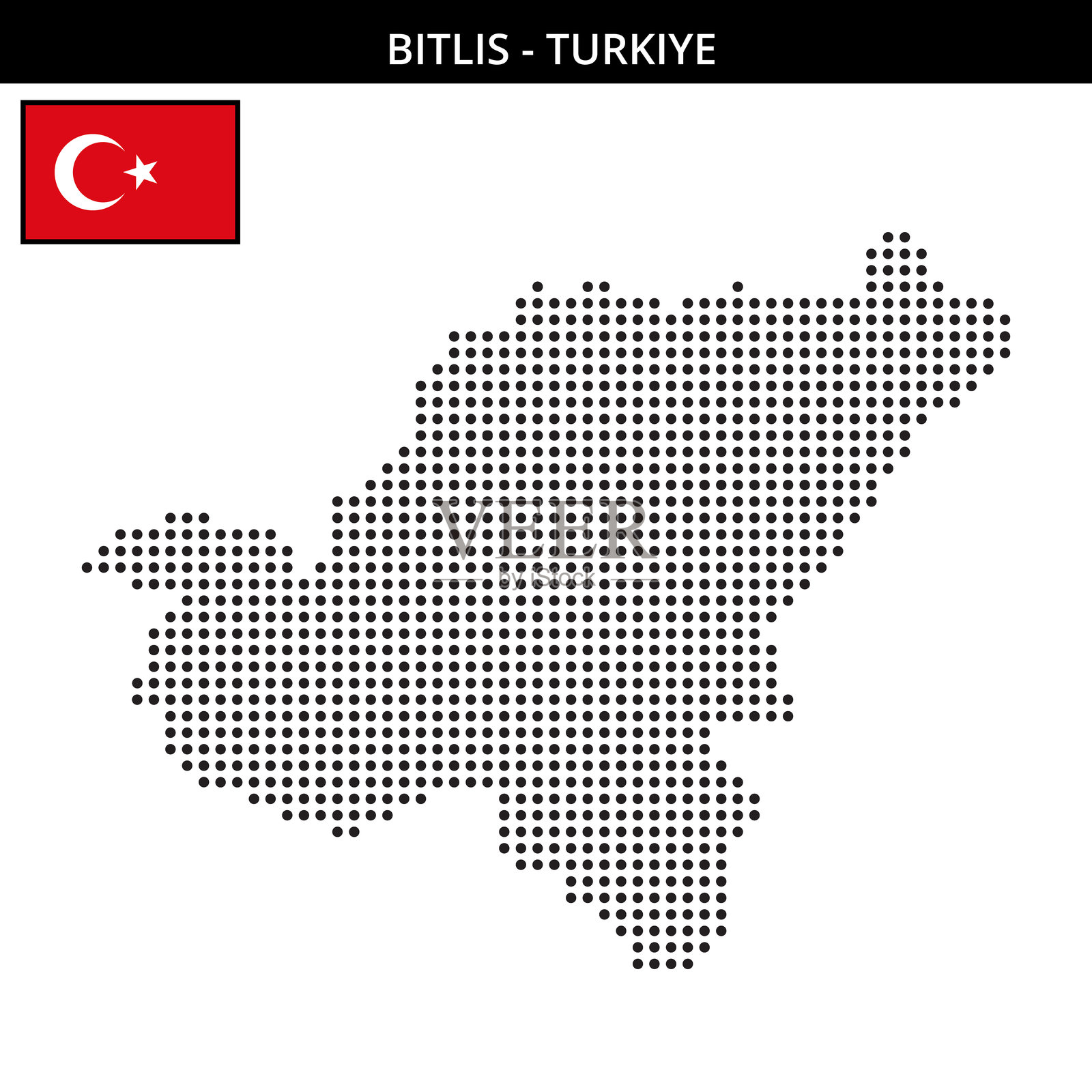 土耳其比特利斯的中等点状地图插画图片素材