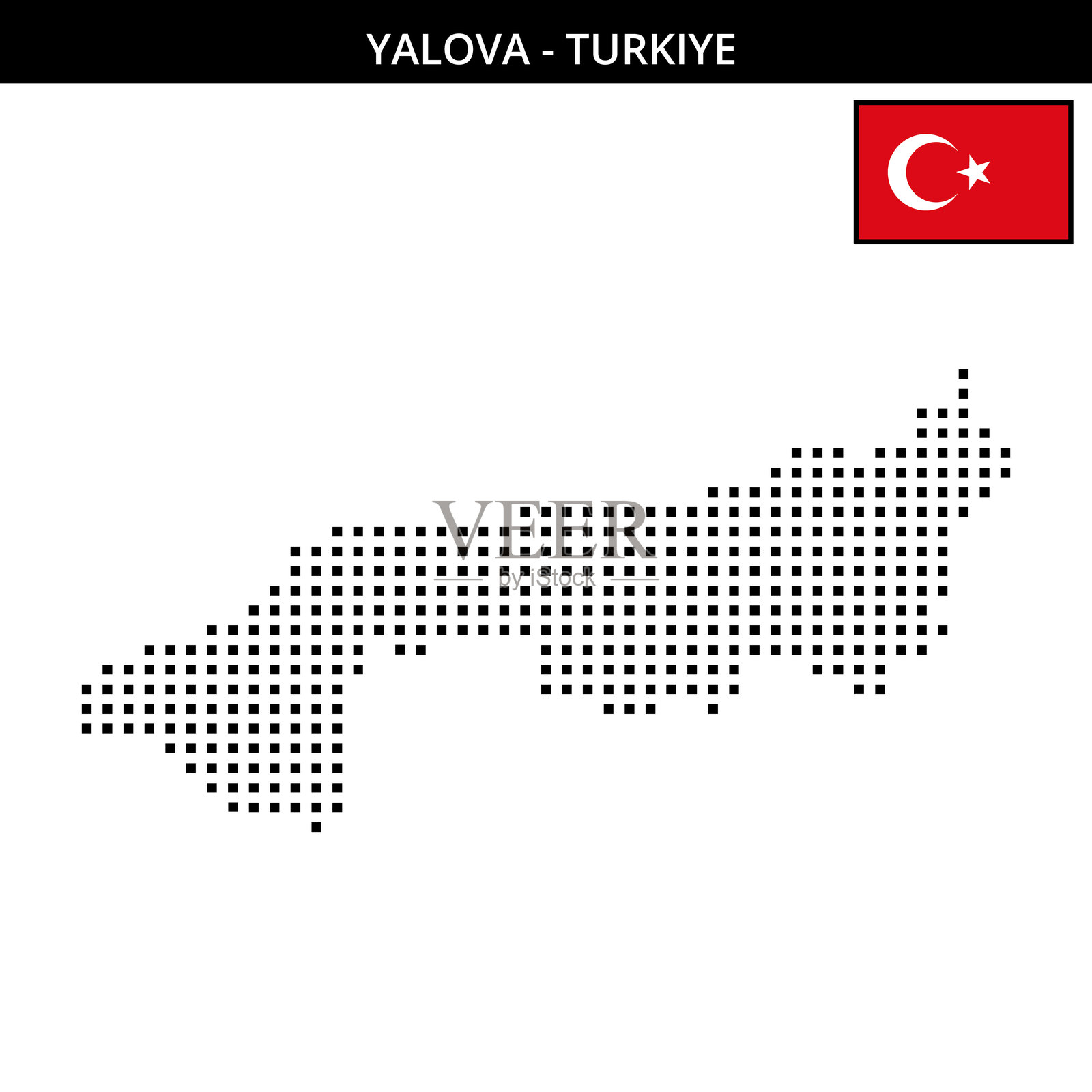 土耳其亚洛瓦的中等方形点状地图插画图片素材