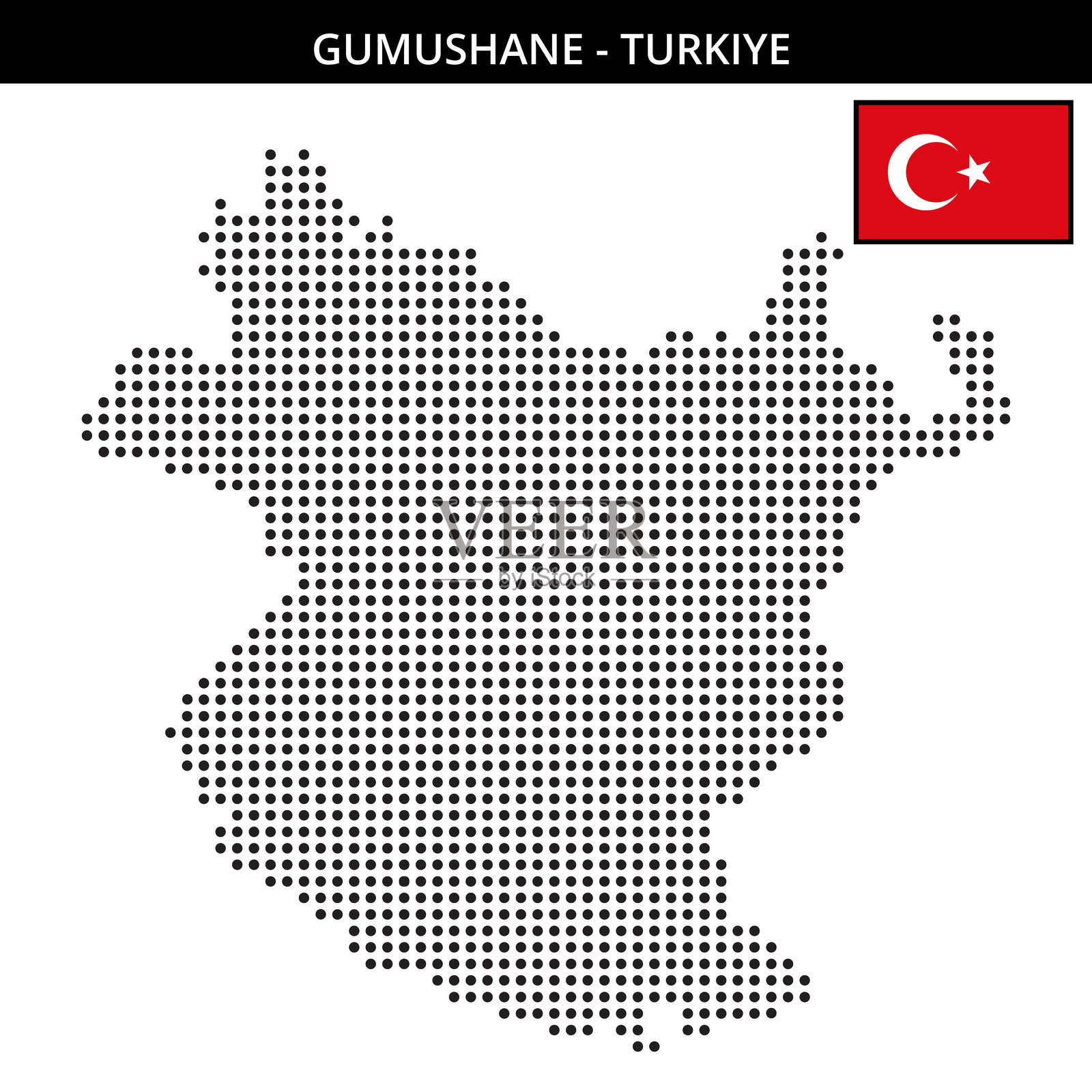 土耳其古穆尚省的中等圆点地图插画图片素材