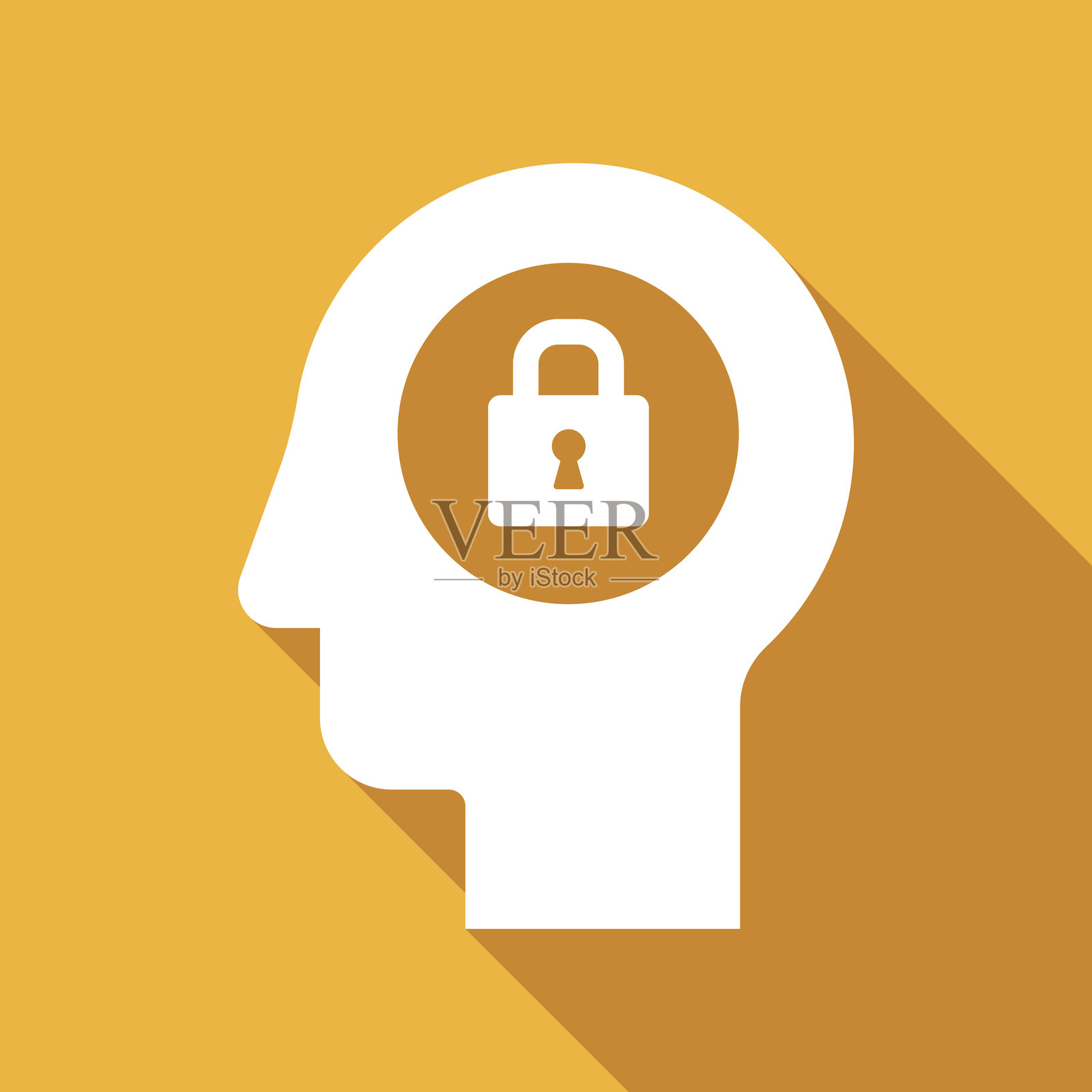 锁安全头部轮廓图标插画图片素材