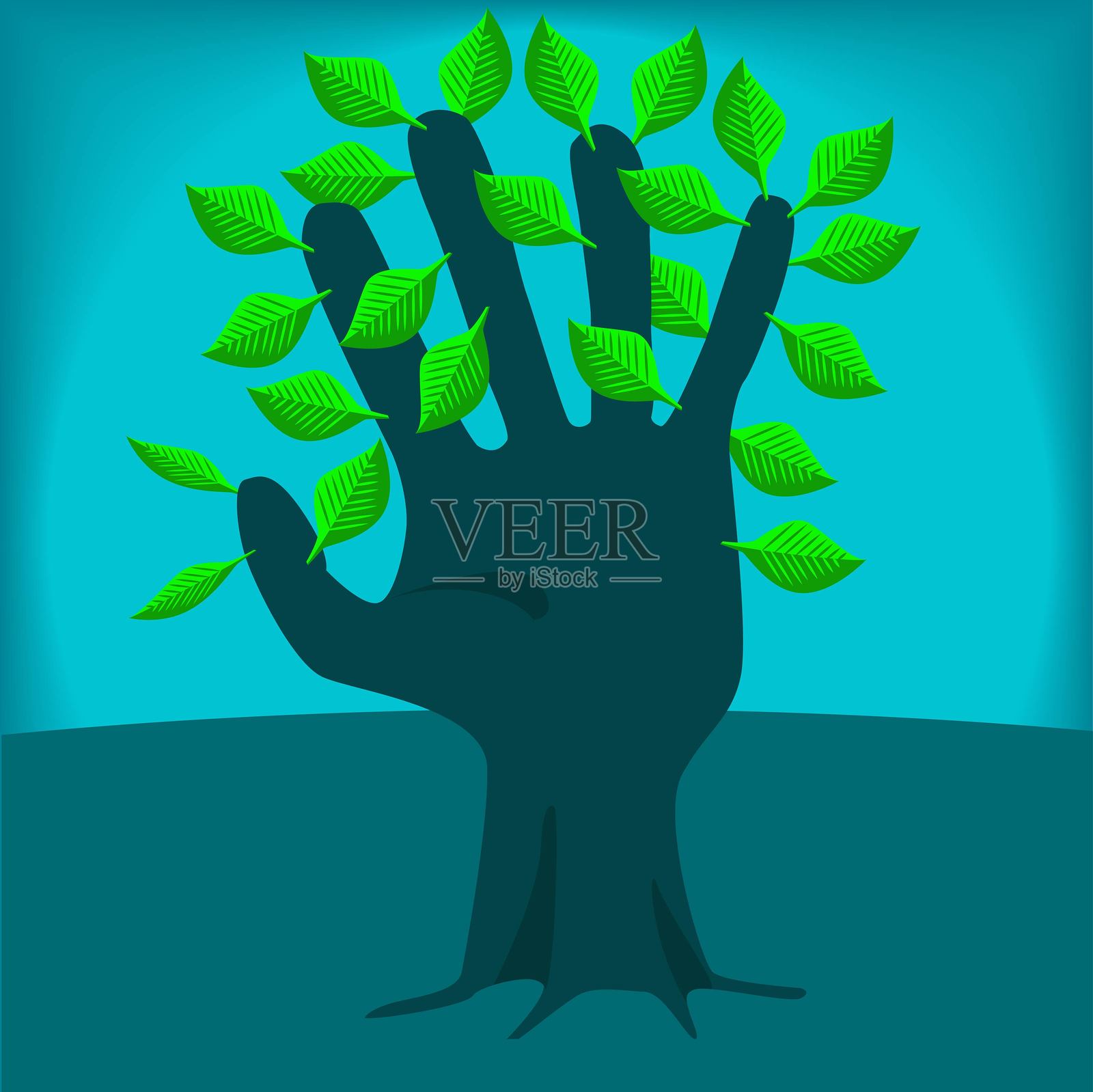 我与自然相处得很好插画图片素材