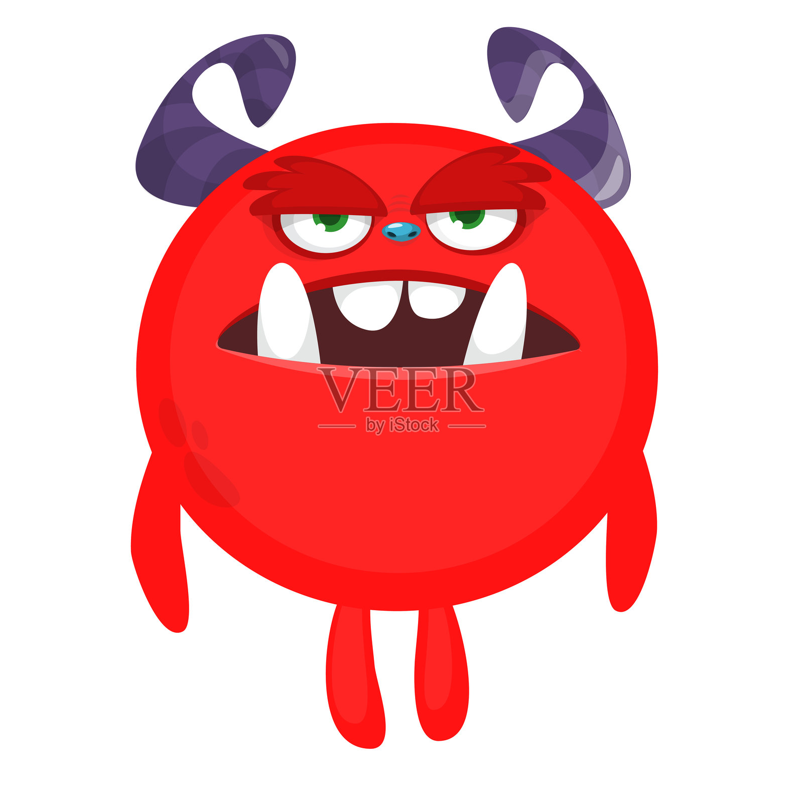 卡通可爱怪兽，面带搞笑兴奋的表情，挥动着手。矢量插图，背景为白色。万圣节设计。插画图片素材