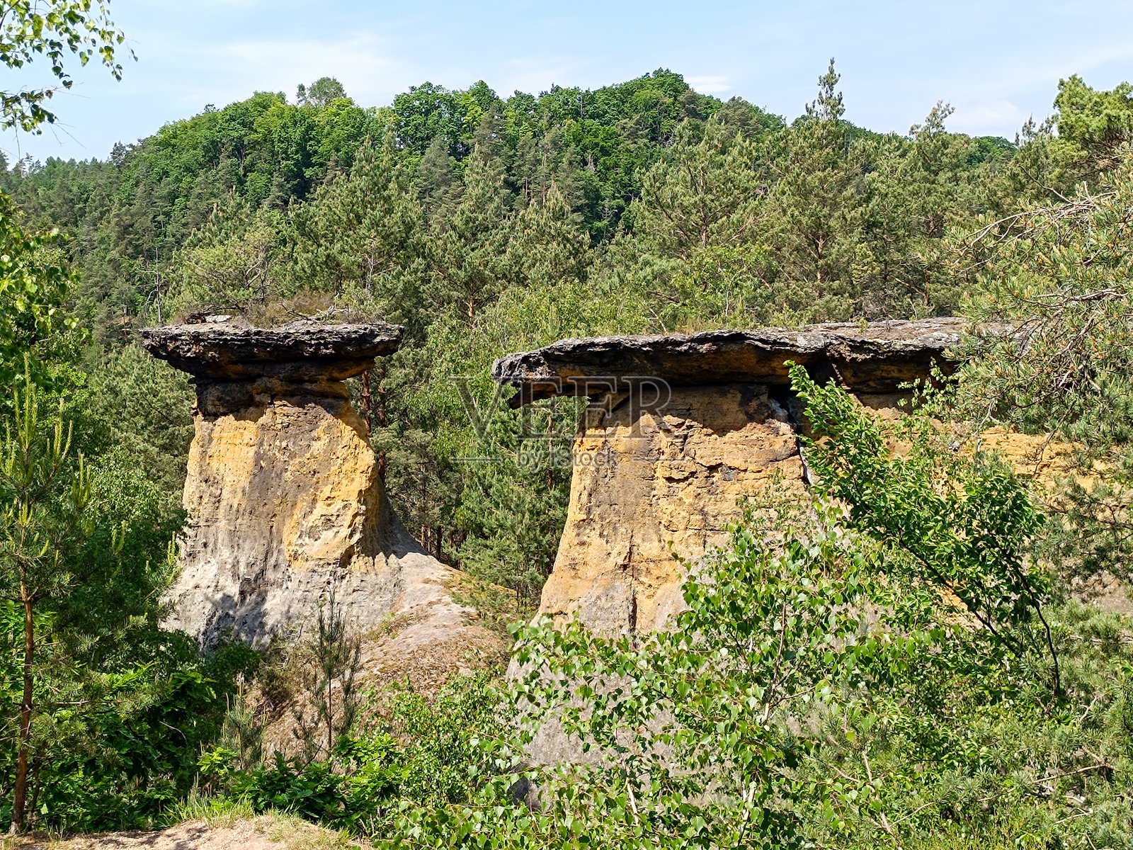 捷克共和国道巴乌尔的蘑菇形砂岩地貌照片摄影图片