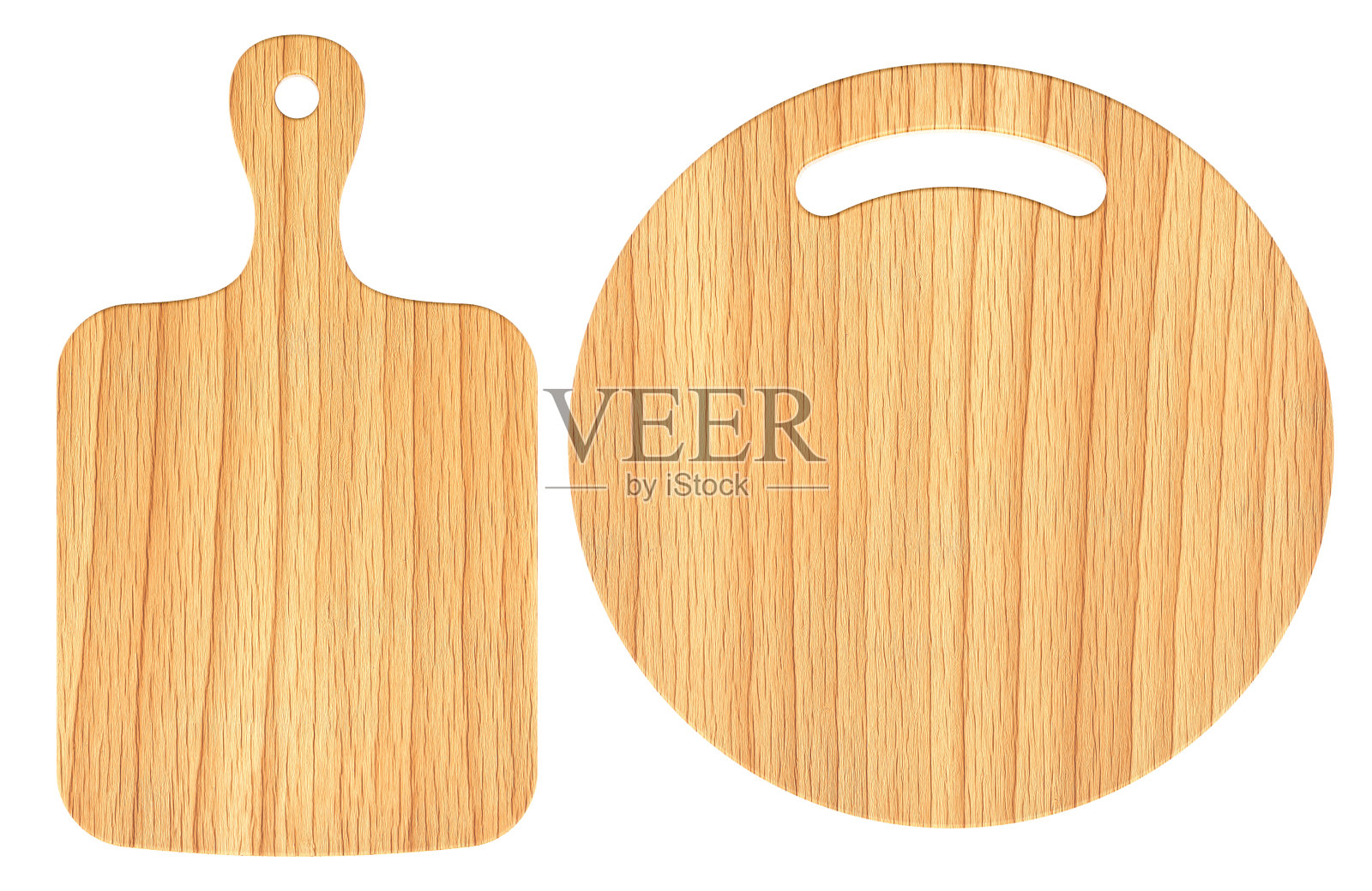 木质切菜板，矩形和圆形。3D渲染照片摄影图片