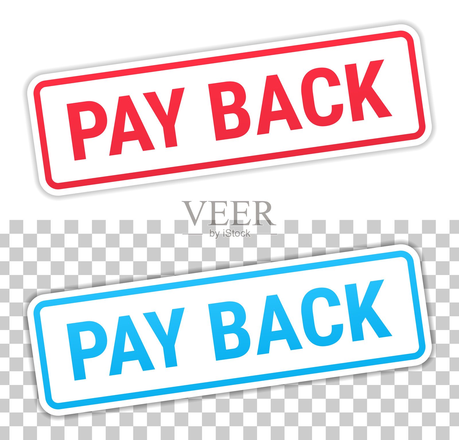 偿还 - 红色和蓝色标签在空白背景上插画图片素材