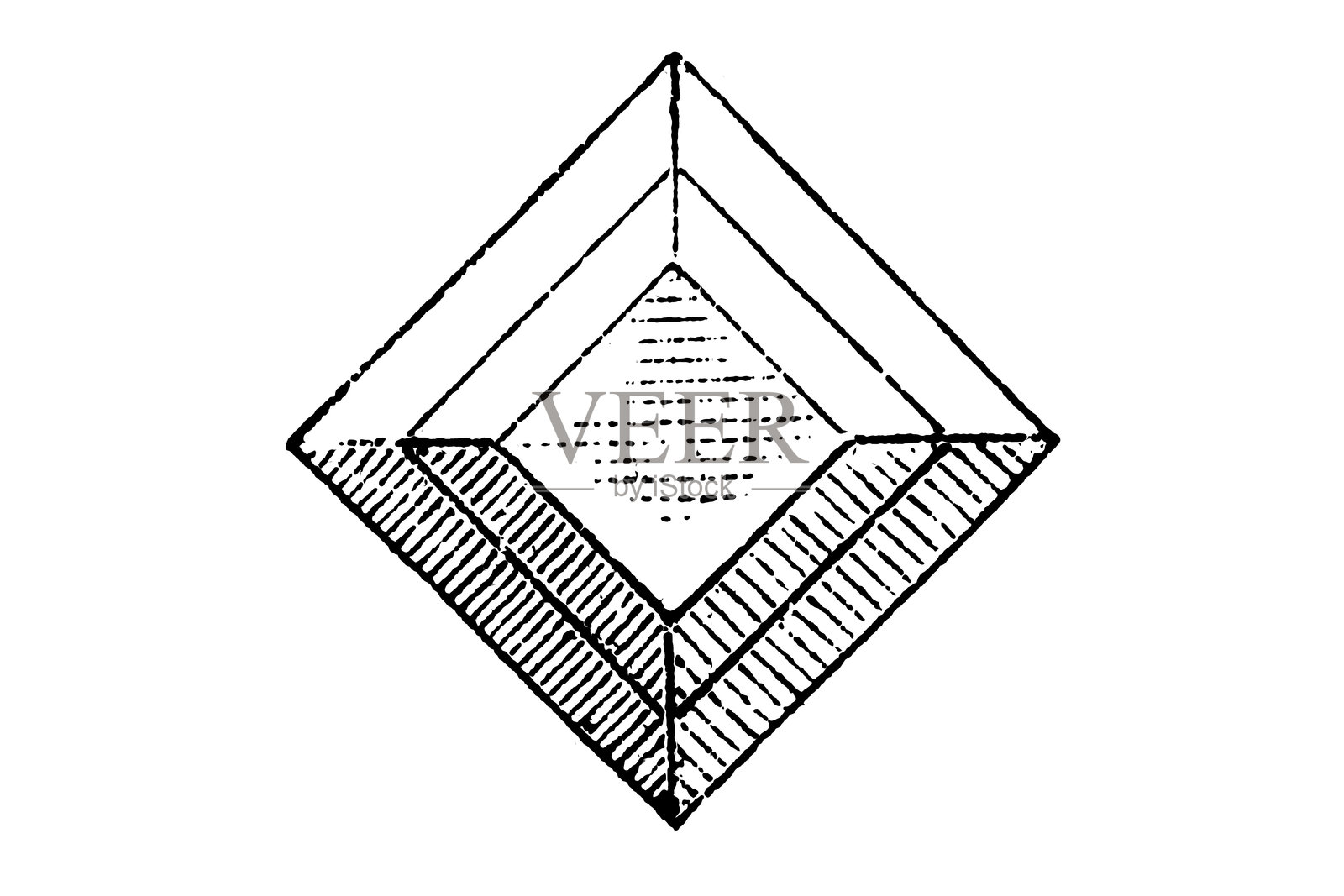 阶梯切割钻石的特点是其大而平坦的切面，呈现出“阶梯状”的排列，类似于楼梯或金字塔的台阶。插画图片素材