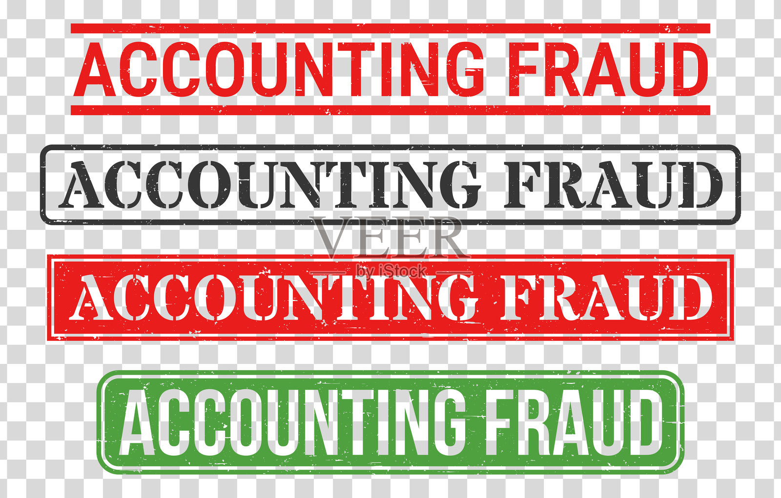 会计欺诈 - 橡皮图章套装在空白背景上插画图片素材