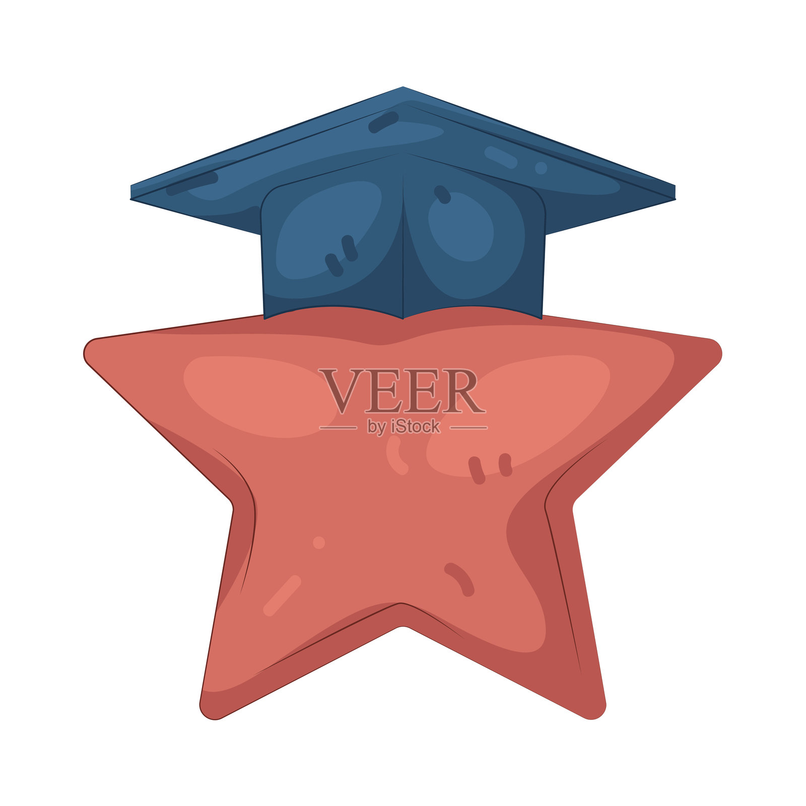 戴着毕业帽的星星插画图片素材