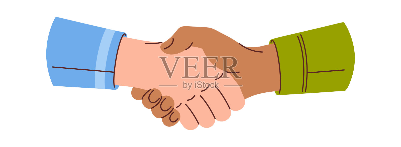 多样化的手握手商业合作手势卡通图插画图片素材