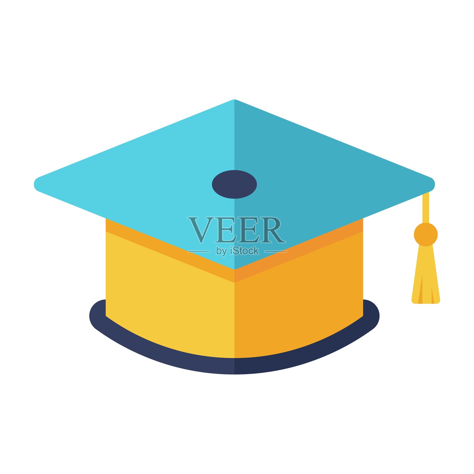 毕业帽图标，背景为白色插画图片素材