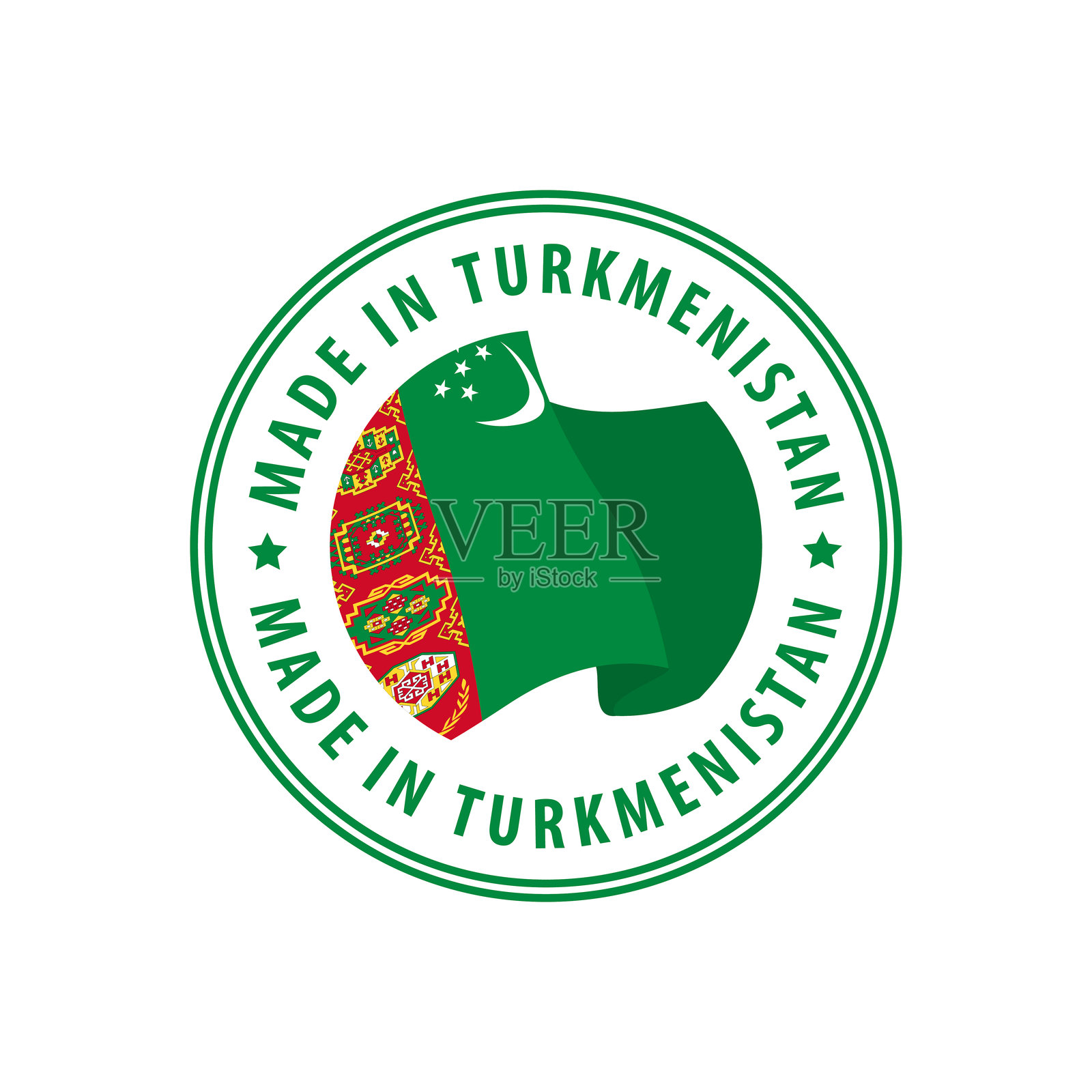 土库曼斯坦制造印章，贴纸。矢量插图。插画图片素材