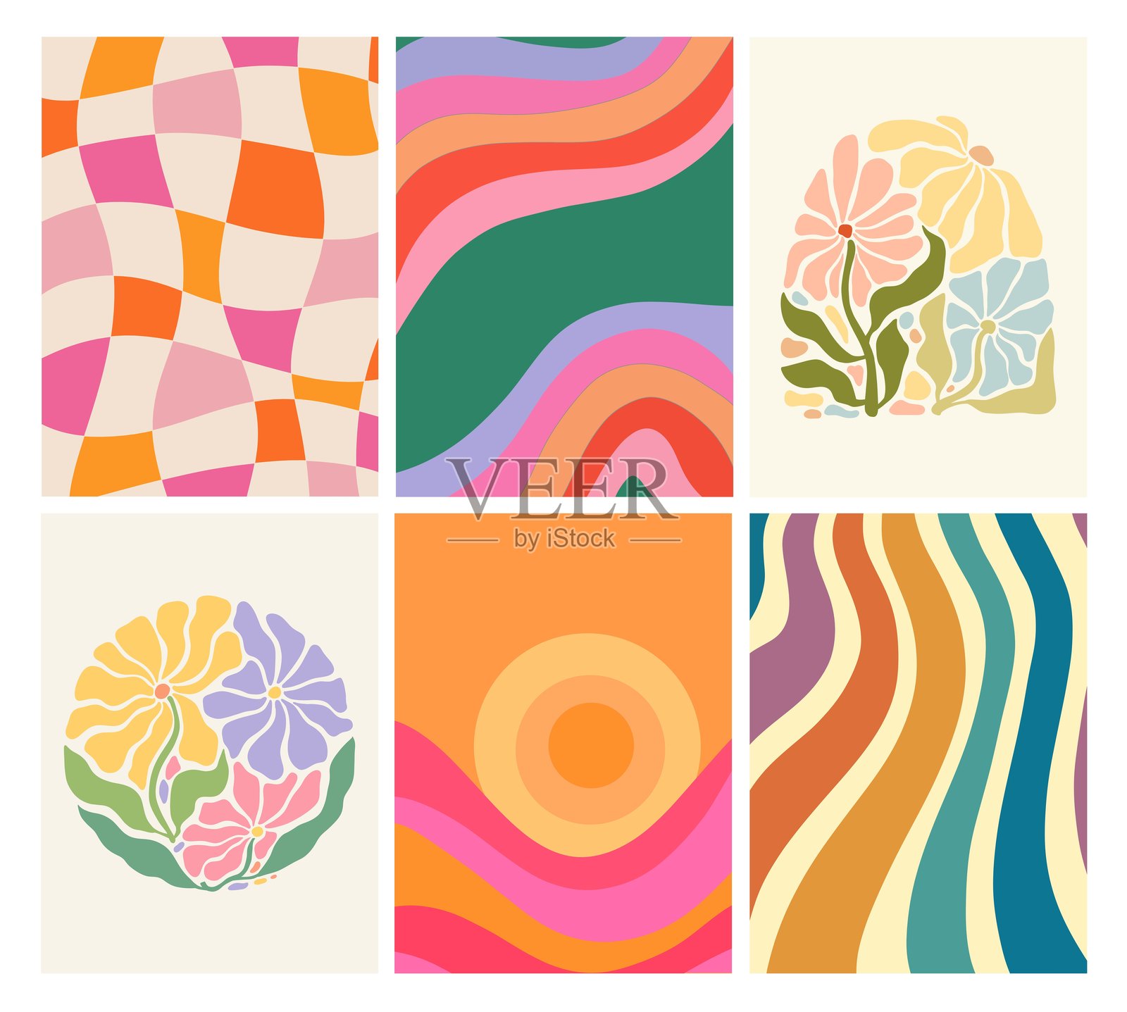 复古风格的华丽壁纸和横幅套装插画图片素材