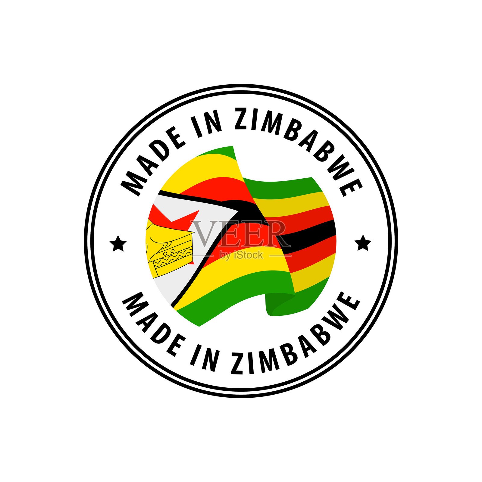 津巴布韦制造印章，贴纸。矢量插图。插画图片素材
