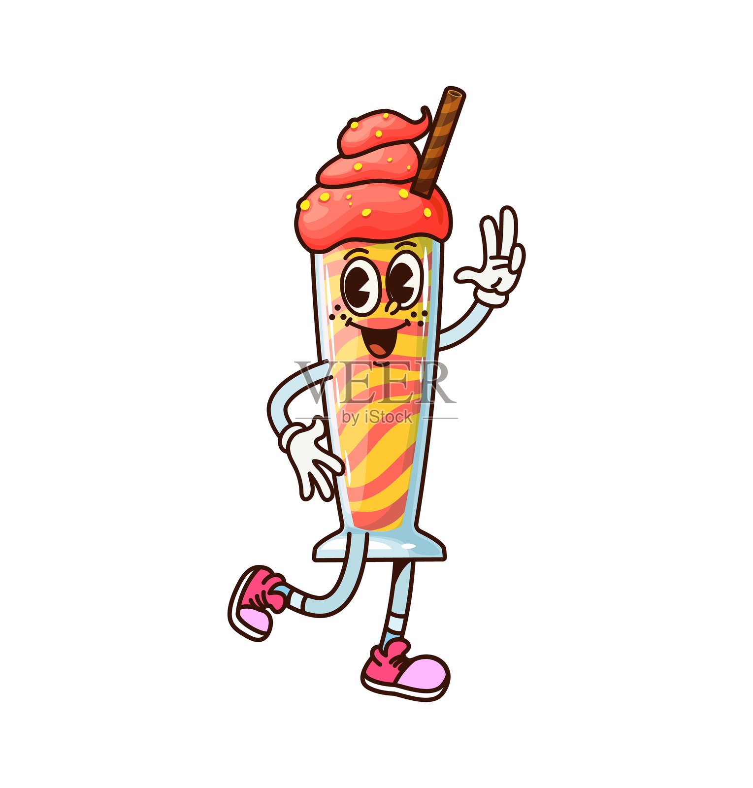 卡通风格的酷炫奶昔海盗角色插画图片素材