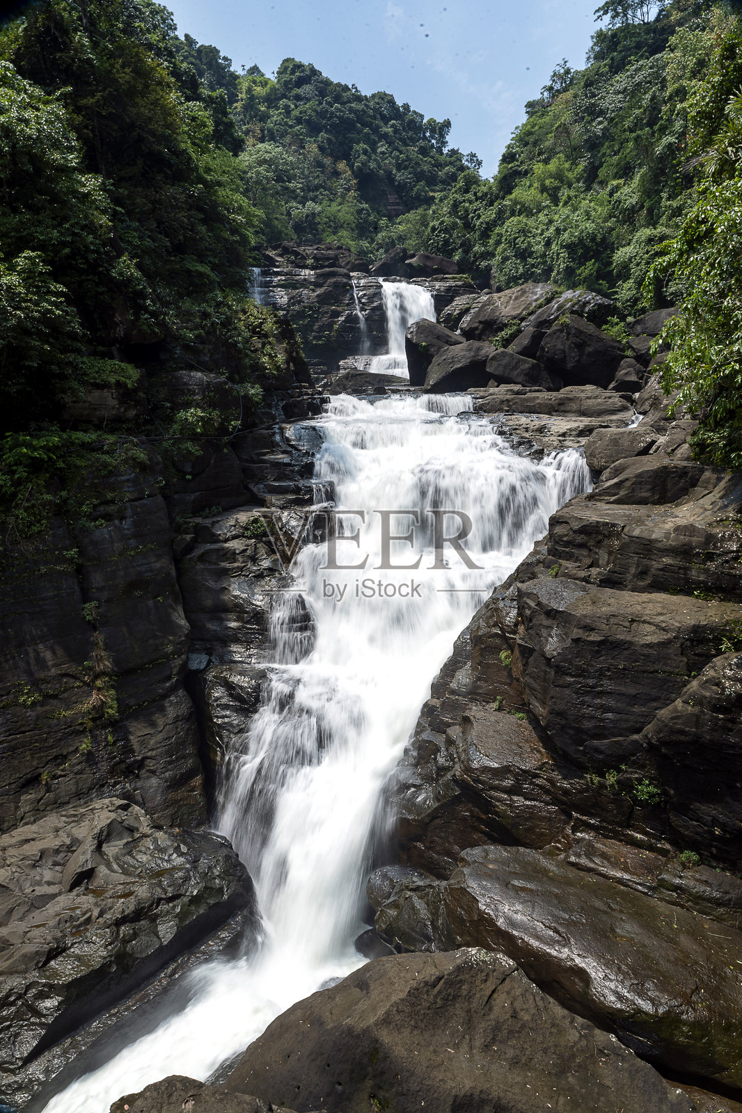 博尔希尔瀑布，梅加拉亚邦，印度照片摄影图片