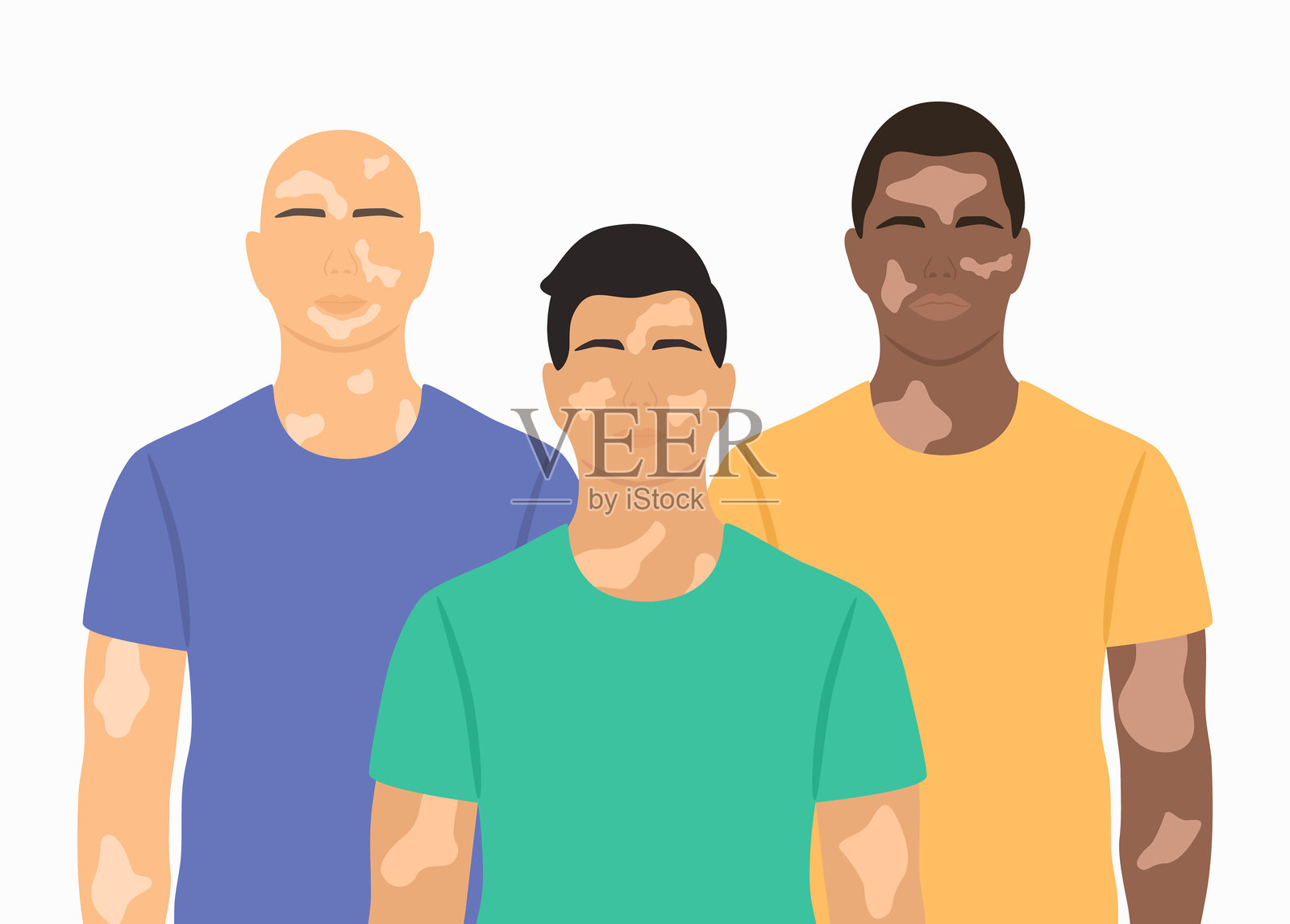 正面视角的白癜风男性。身体积极概念。世界白癜风日插画图片素材