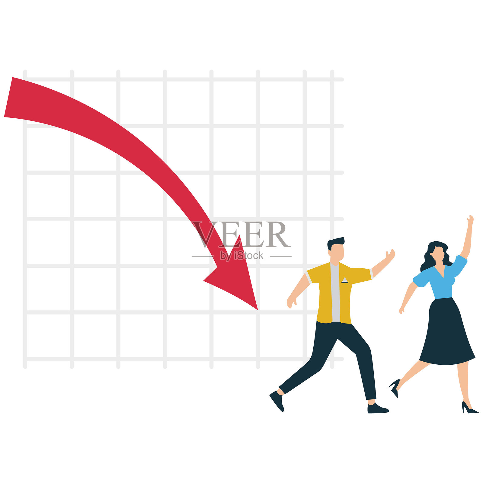 商界人士逃离公司失败插画图片素材