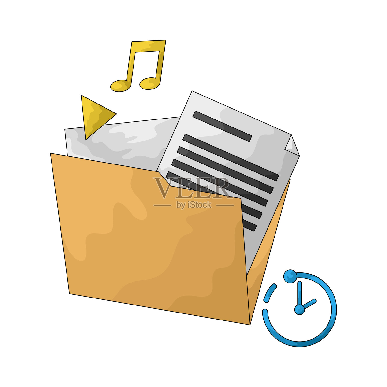 音乐文件夹插画图片素材