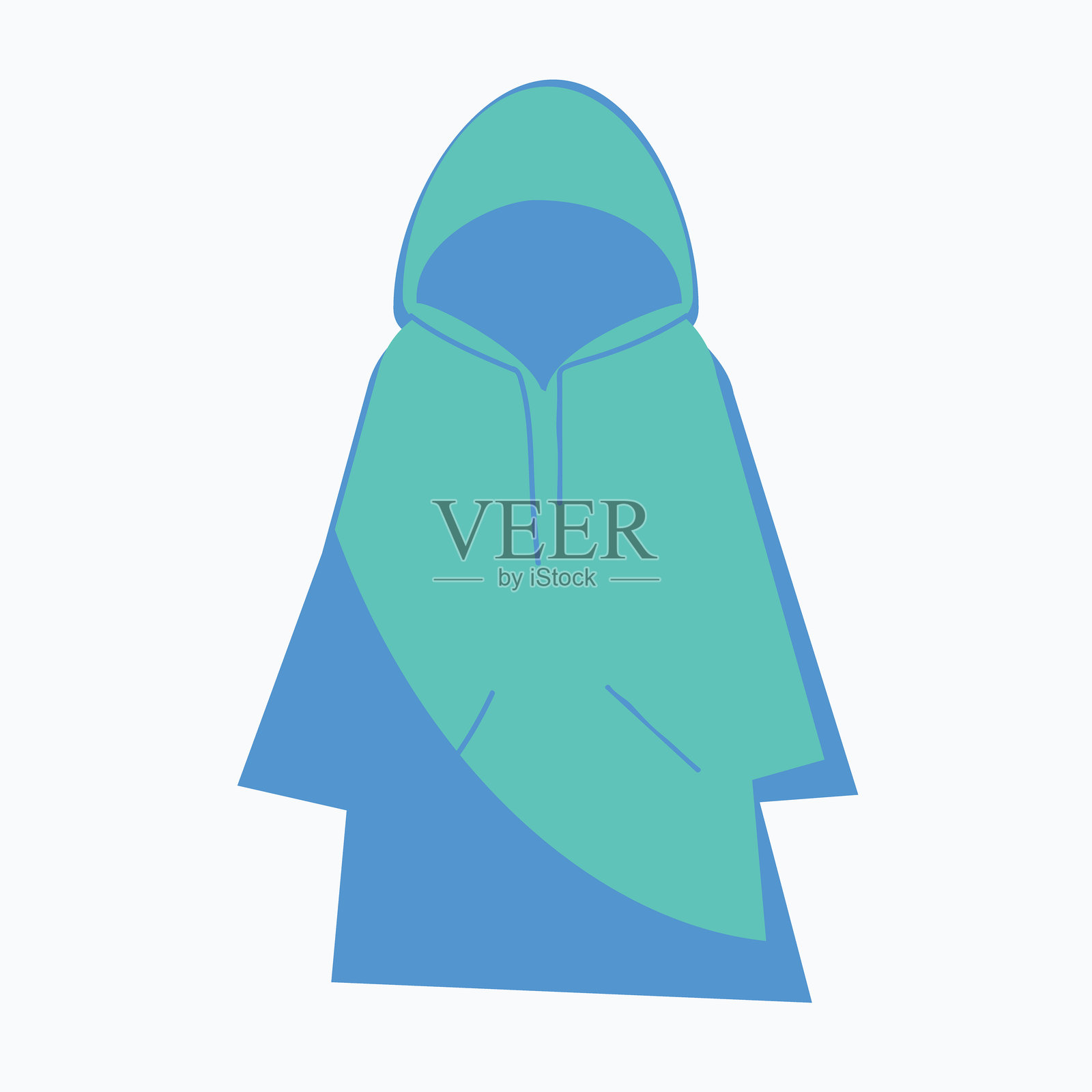 雨衣图标。防水夹克符号，橡胶雨衣，秋季塑料衣服轮廓插画图片素材