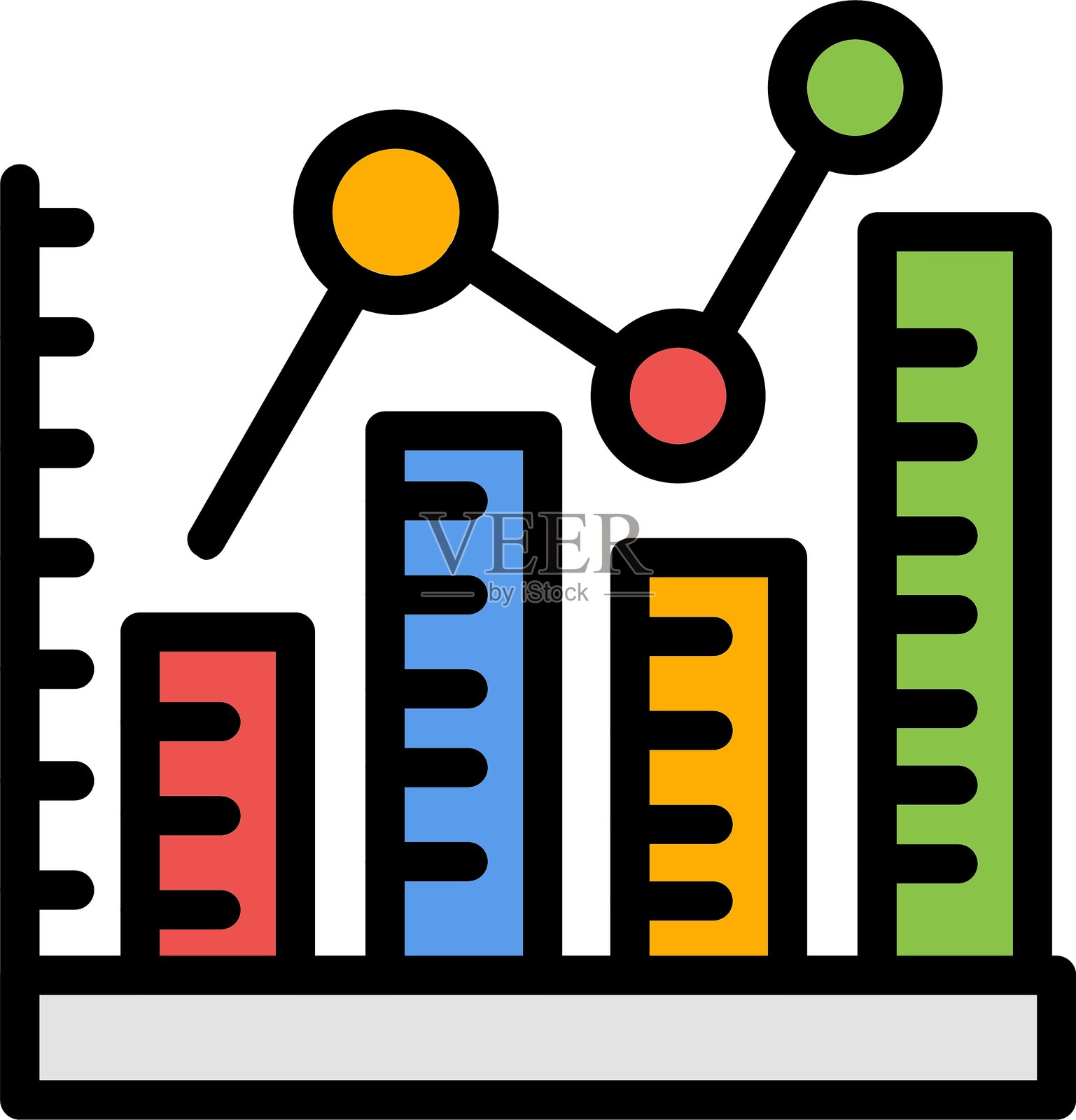 填充的条形图线图标插画图片素材