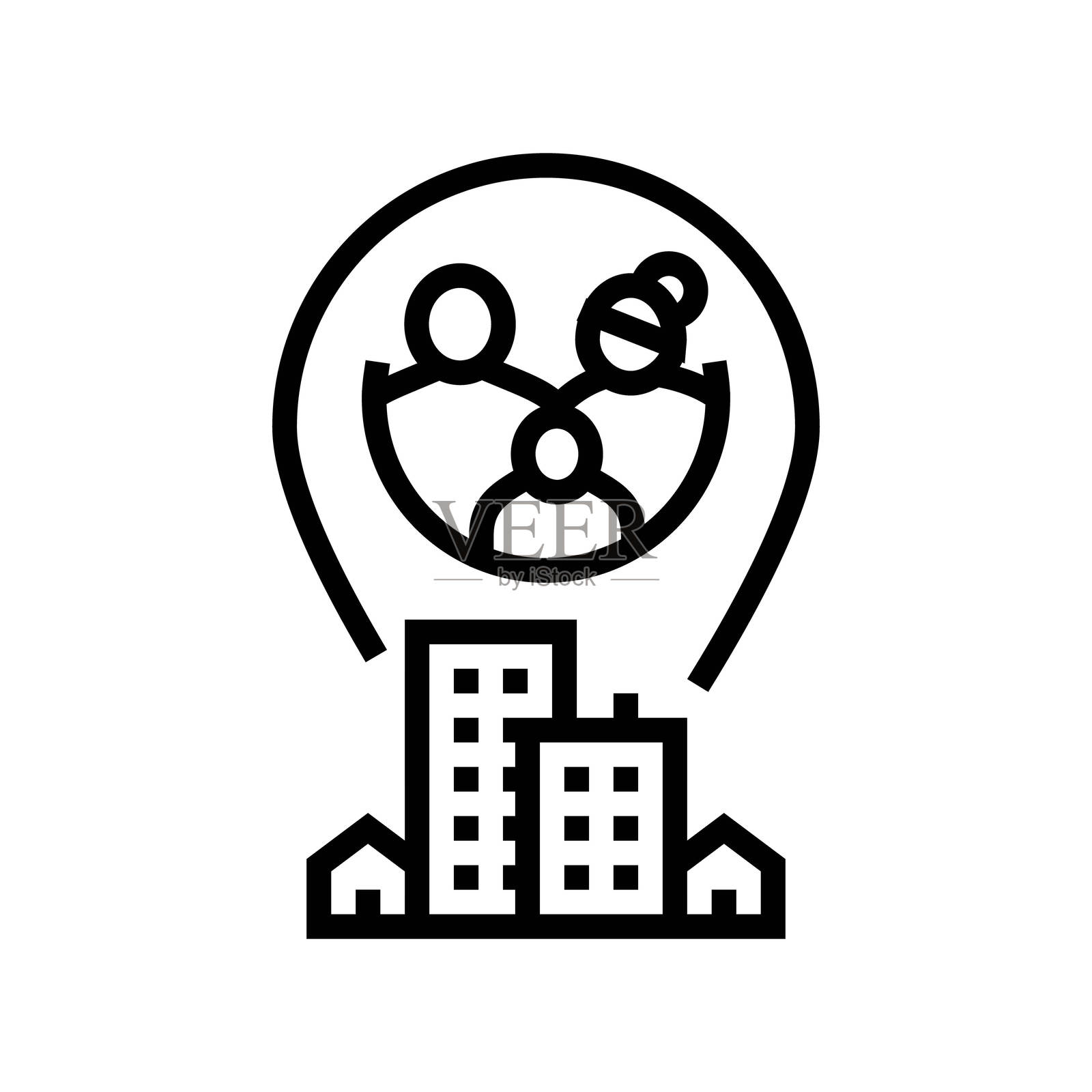 家庭搬迁线条图标矢量插图插画图片素材