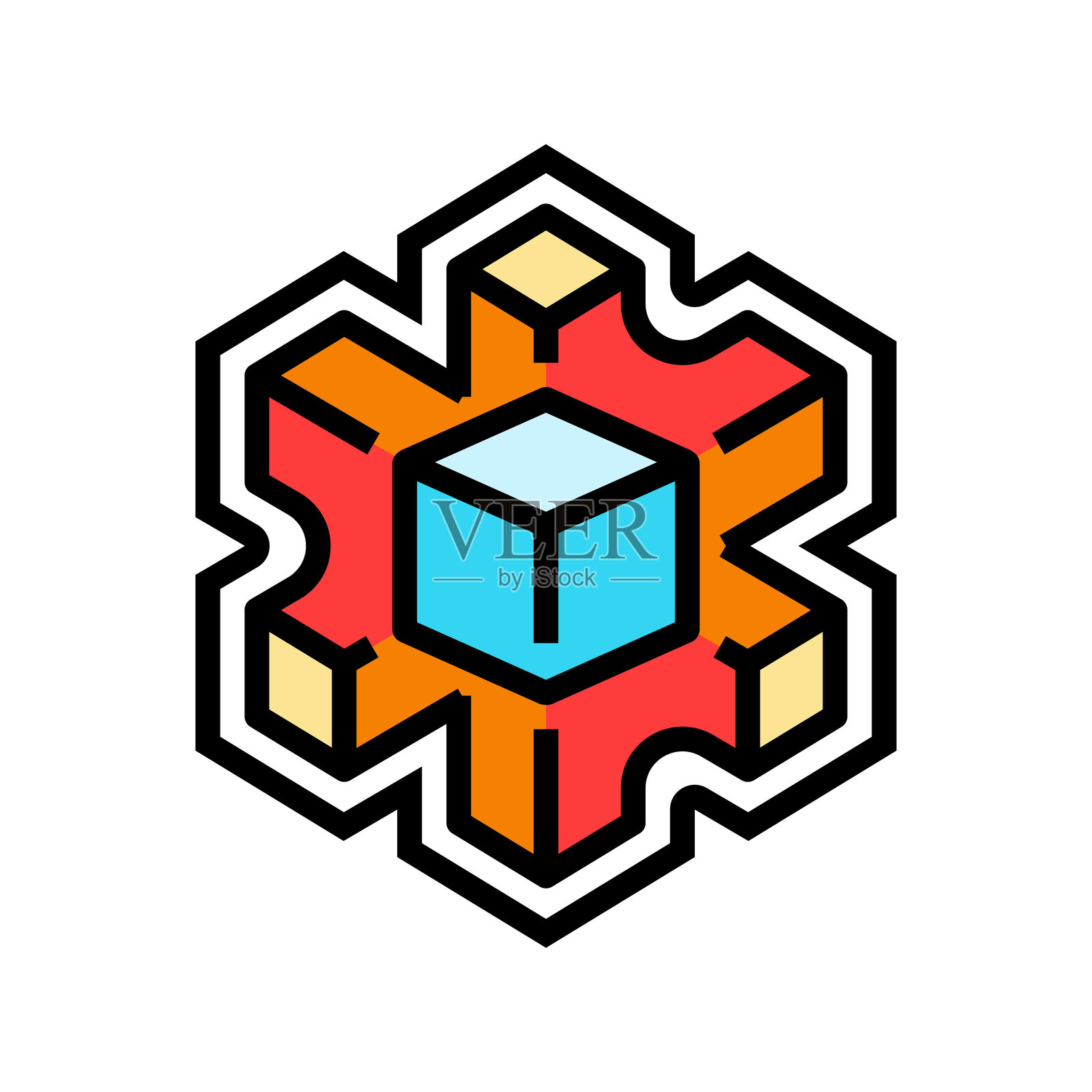 现代外观彩色图标矢量插图插画图片素材