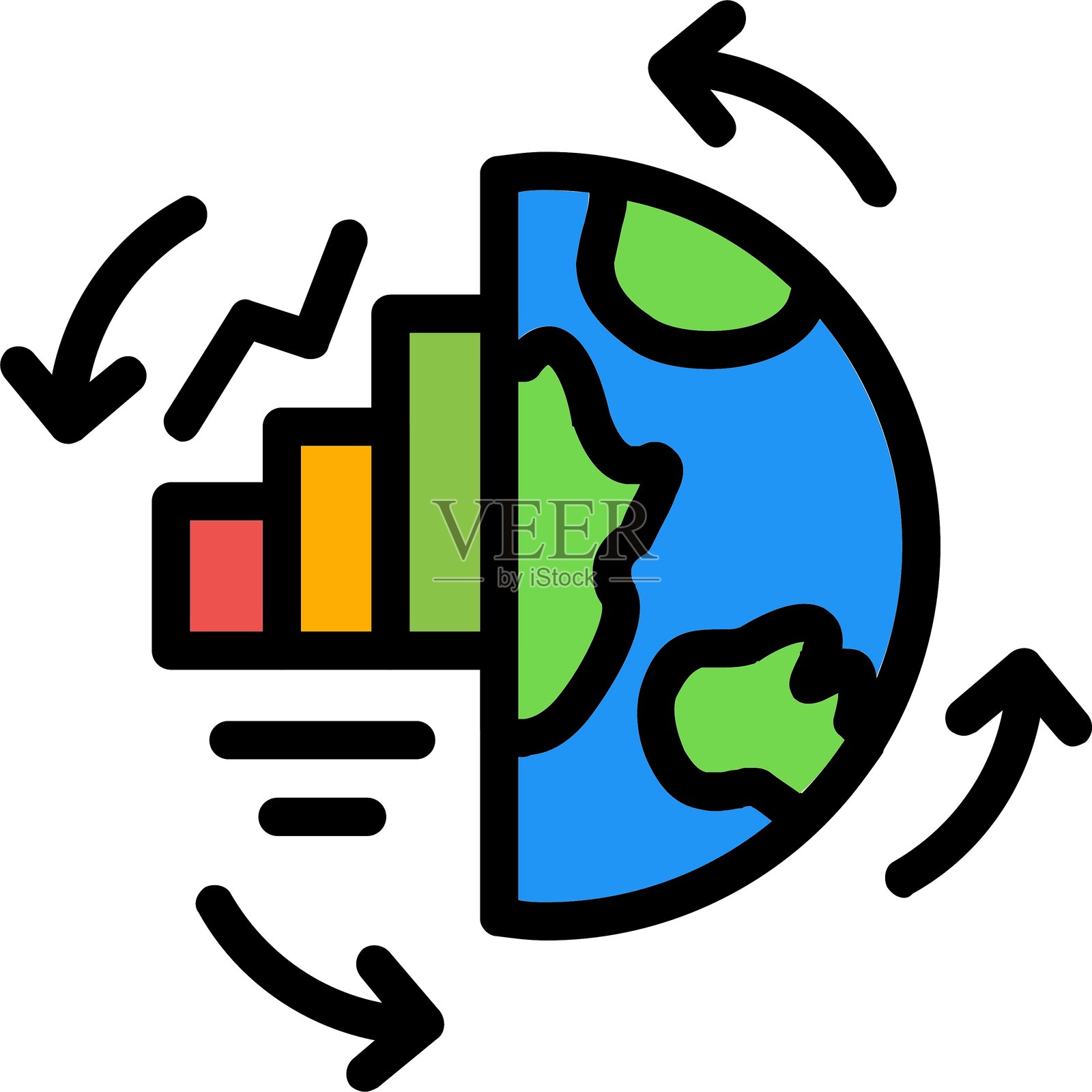 全球一体化线填充图标插画图片素材