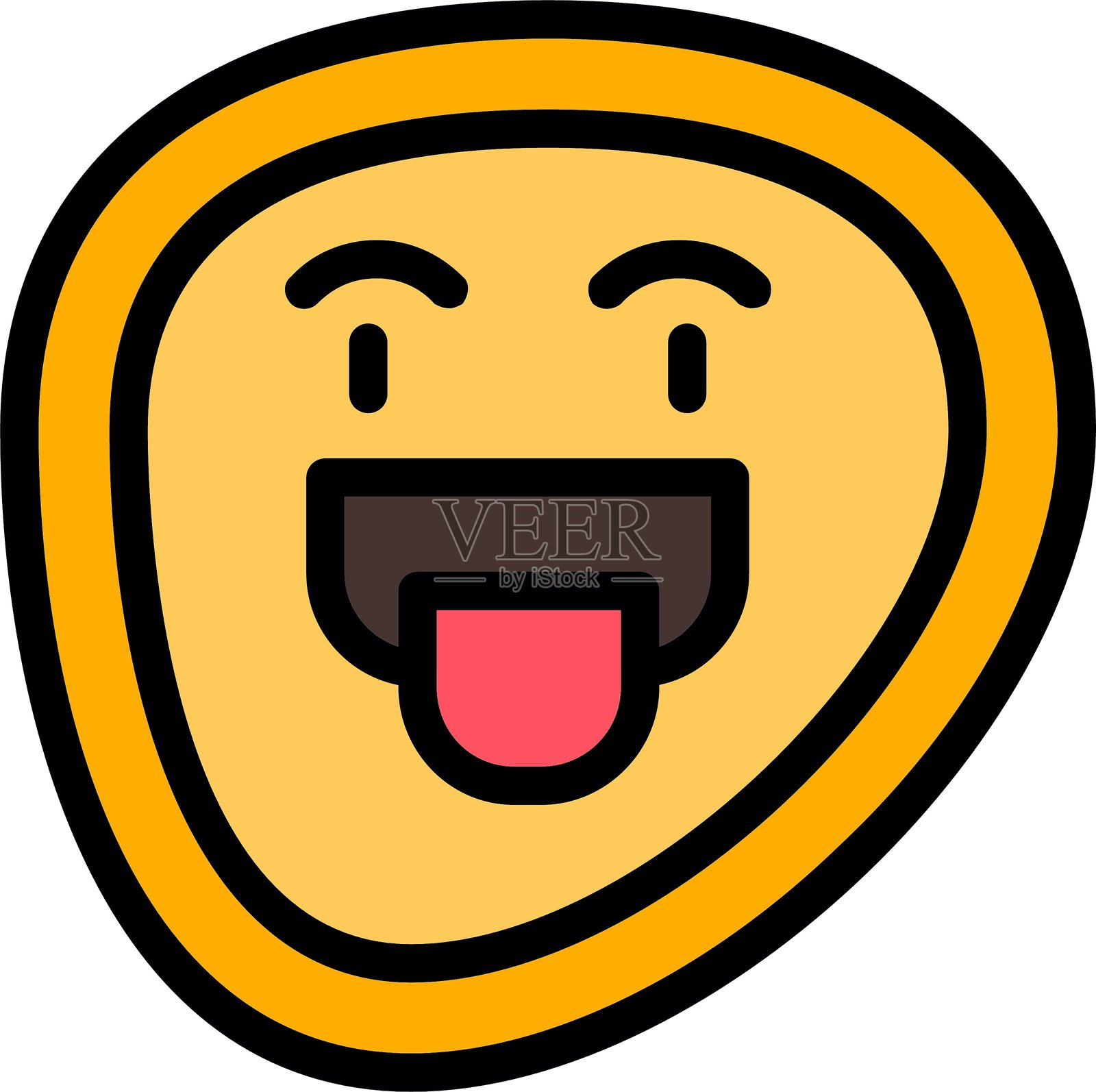 兴奋的面孔线条填充图标插画图片素材