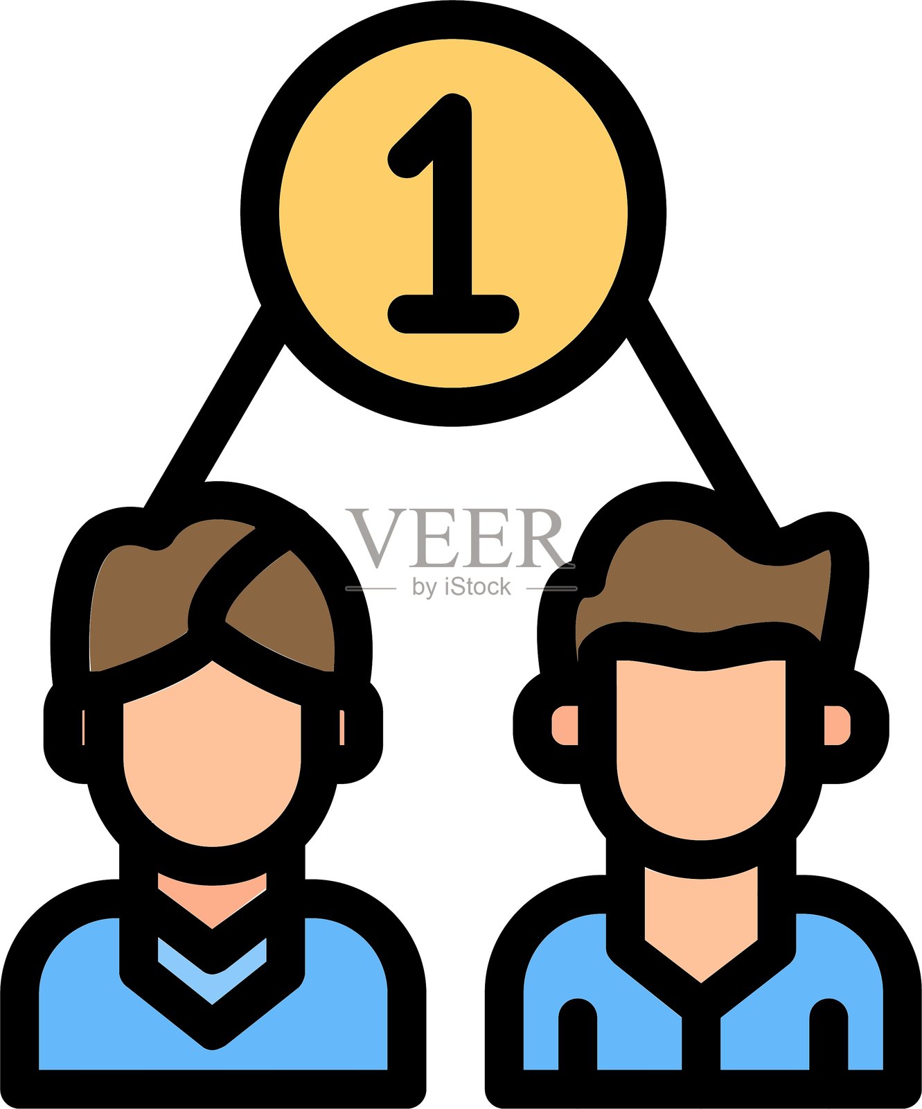 团队精神线填充图标插画图片素材