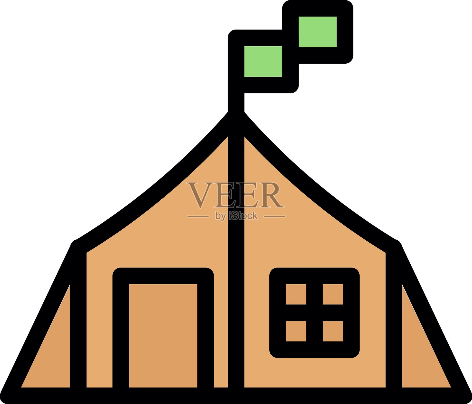 露营帐篷线条填充图标插画图片素材