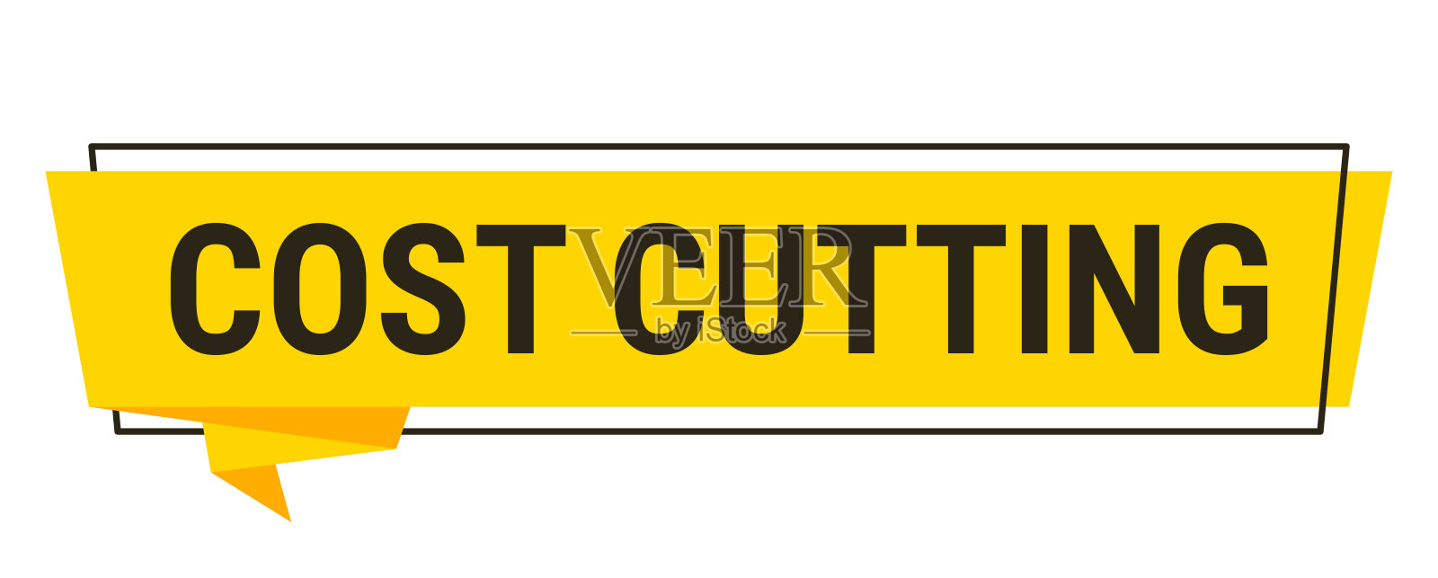 成本削减 - 白色背景上的黄色对话气泡插画图片素材