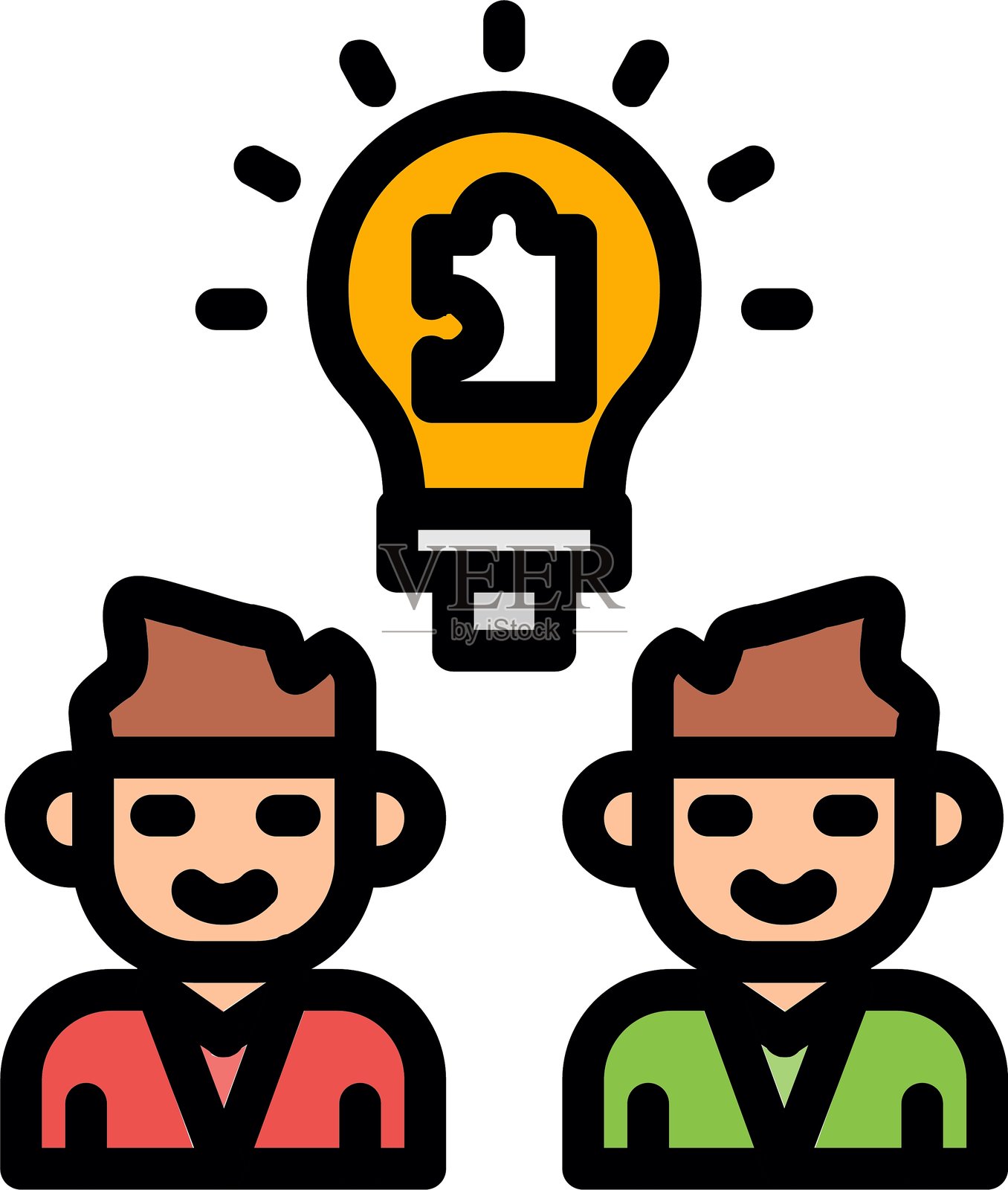 讨论解决方案线条填充图标插画图片素材