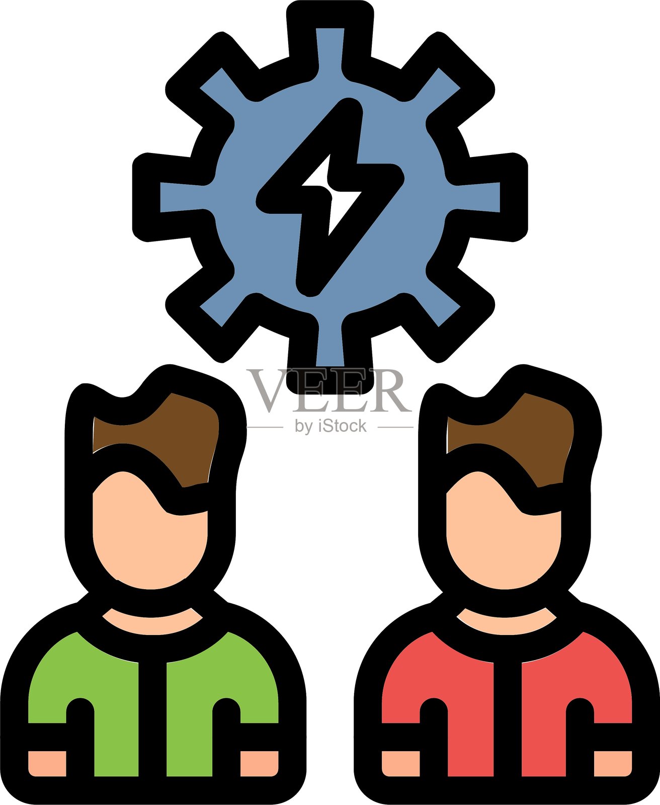 冲突管理线填充图标插画图片素材