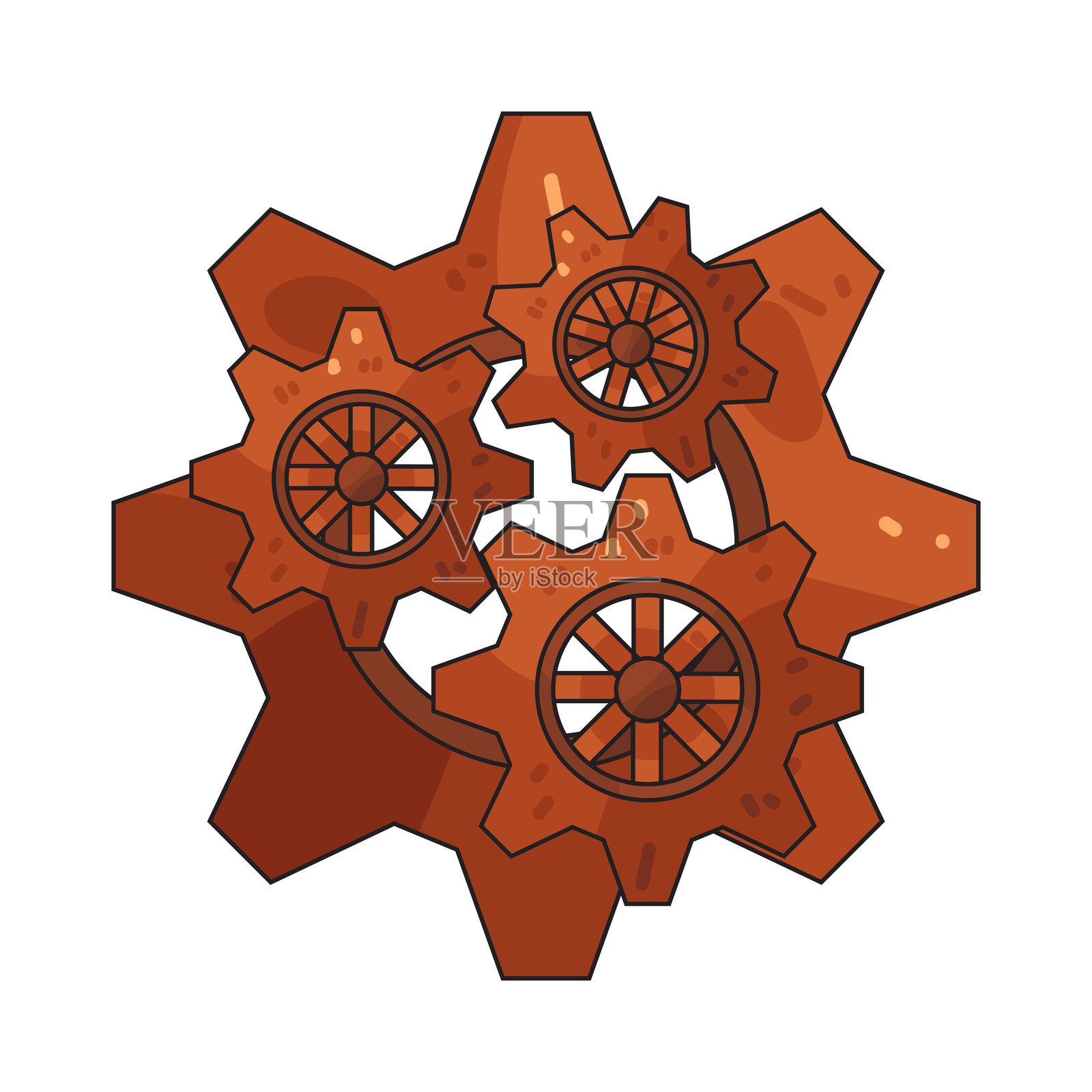 生锈的齿轮插画图片素材