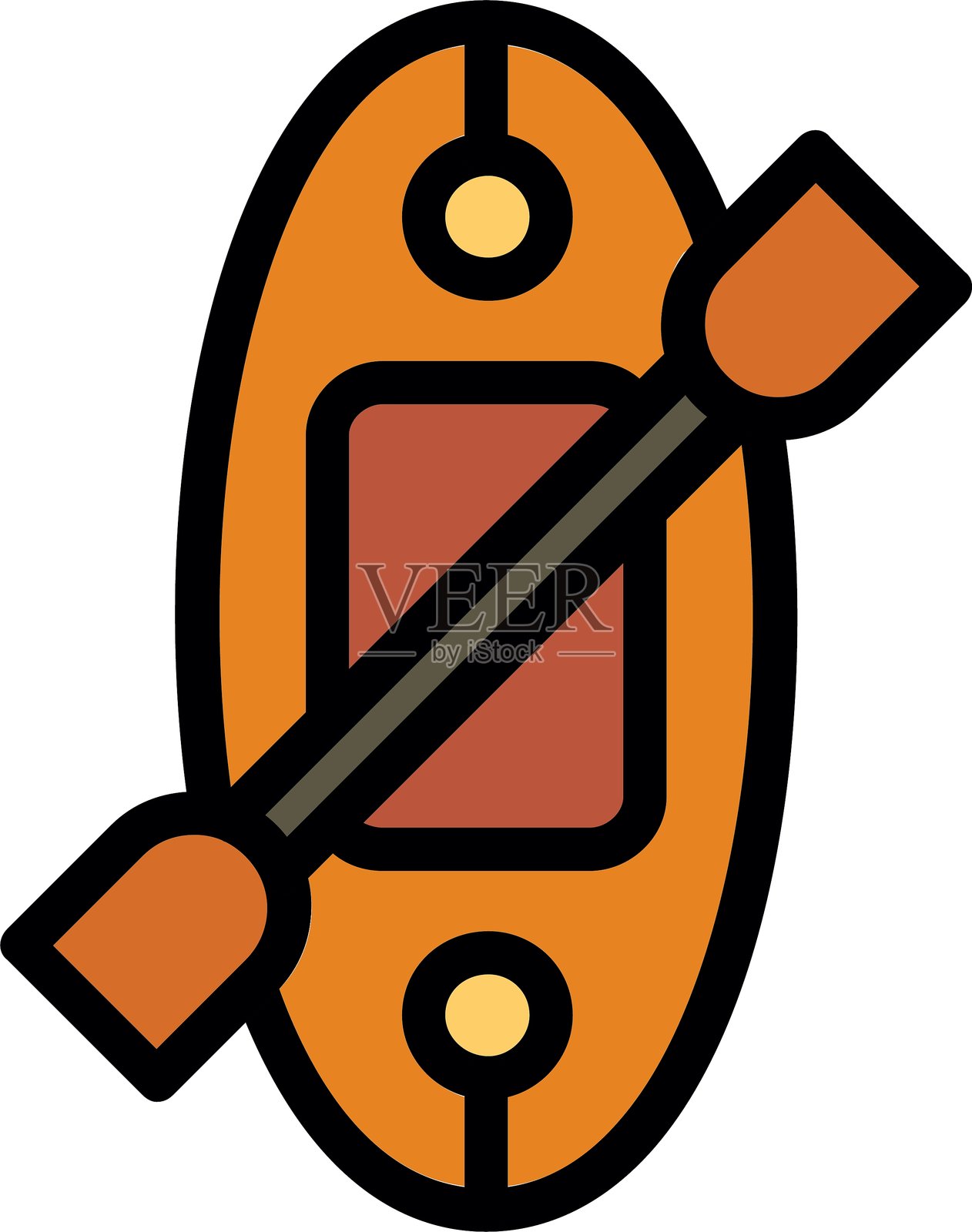 独木舟线条填充图标插画图片素材