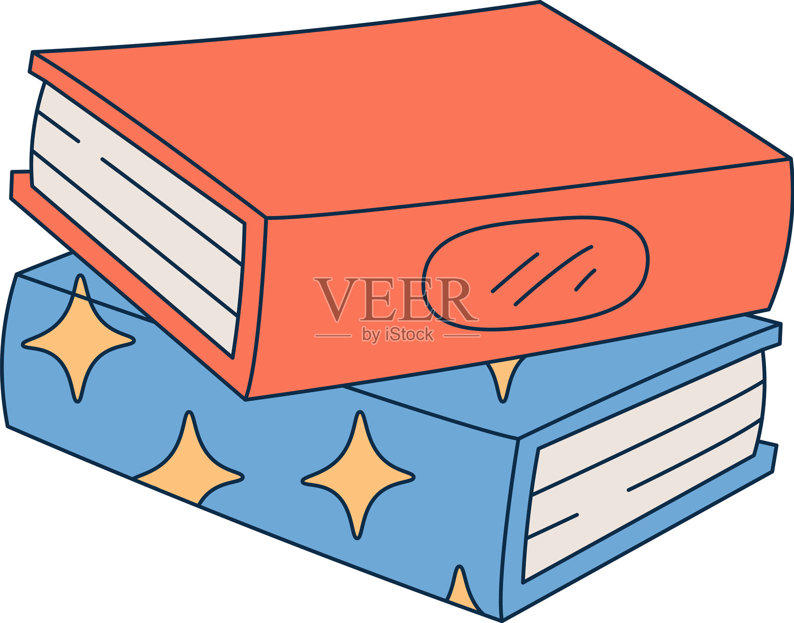 复古风格的柔和色调返校元素插画图片素材