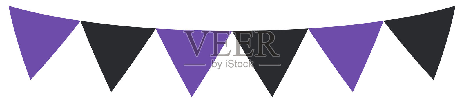 紫色和黑色的三角旗帜串饰 - 万圣节插画图片素材